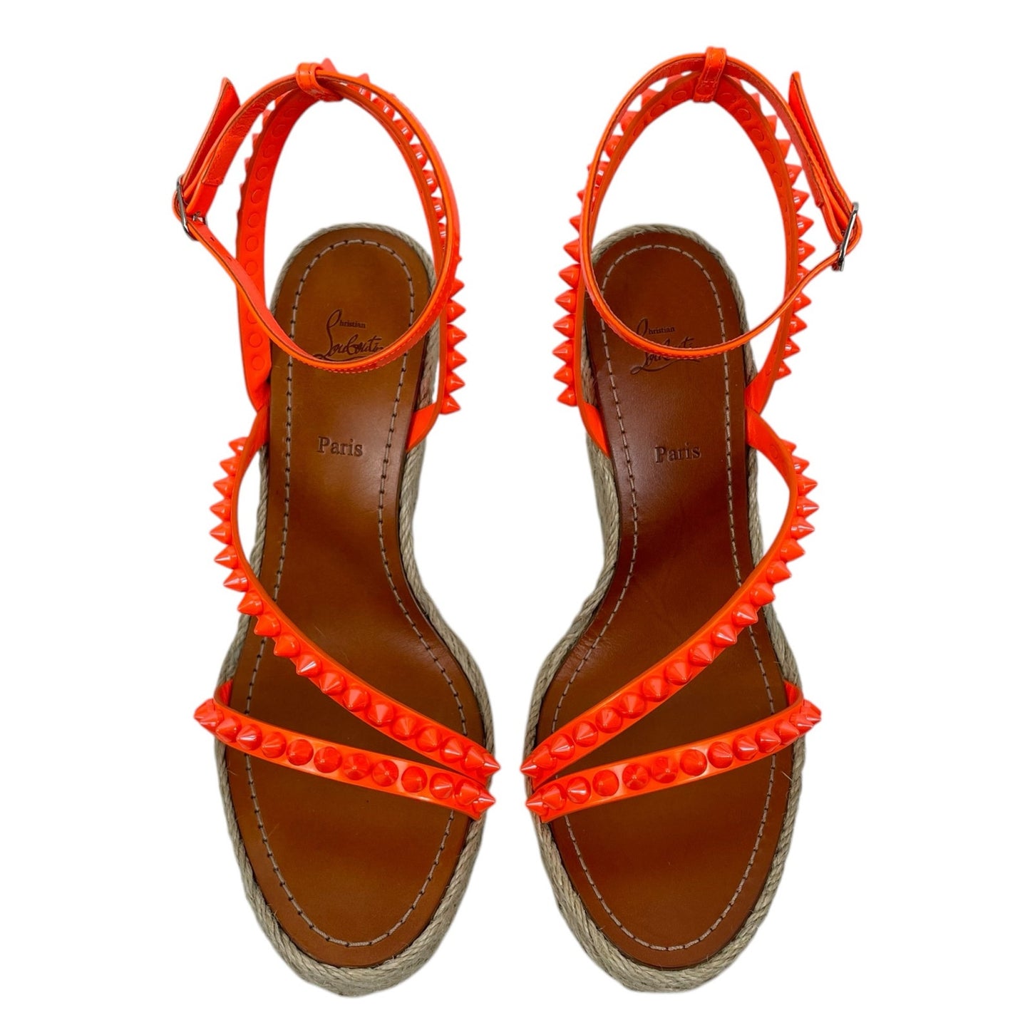 Christian Louboutin Mafaldina Zeppa 120 Wedge Sandal Orange Size 40