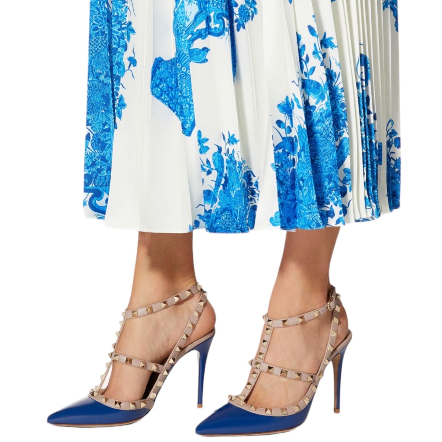 Valentino Garavani Rockstud 100mm Two Tone Caged Pump Blue Pink Size 38.5
