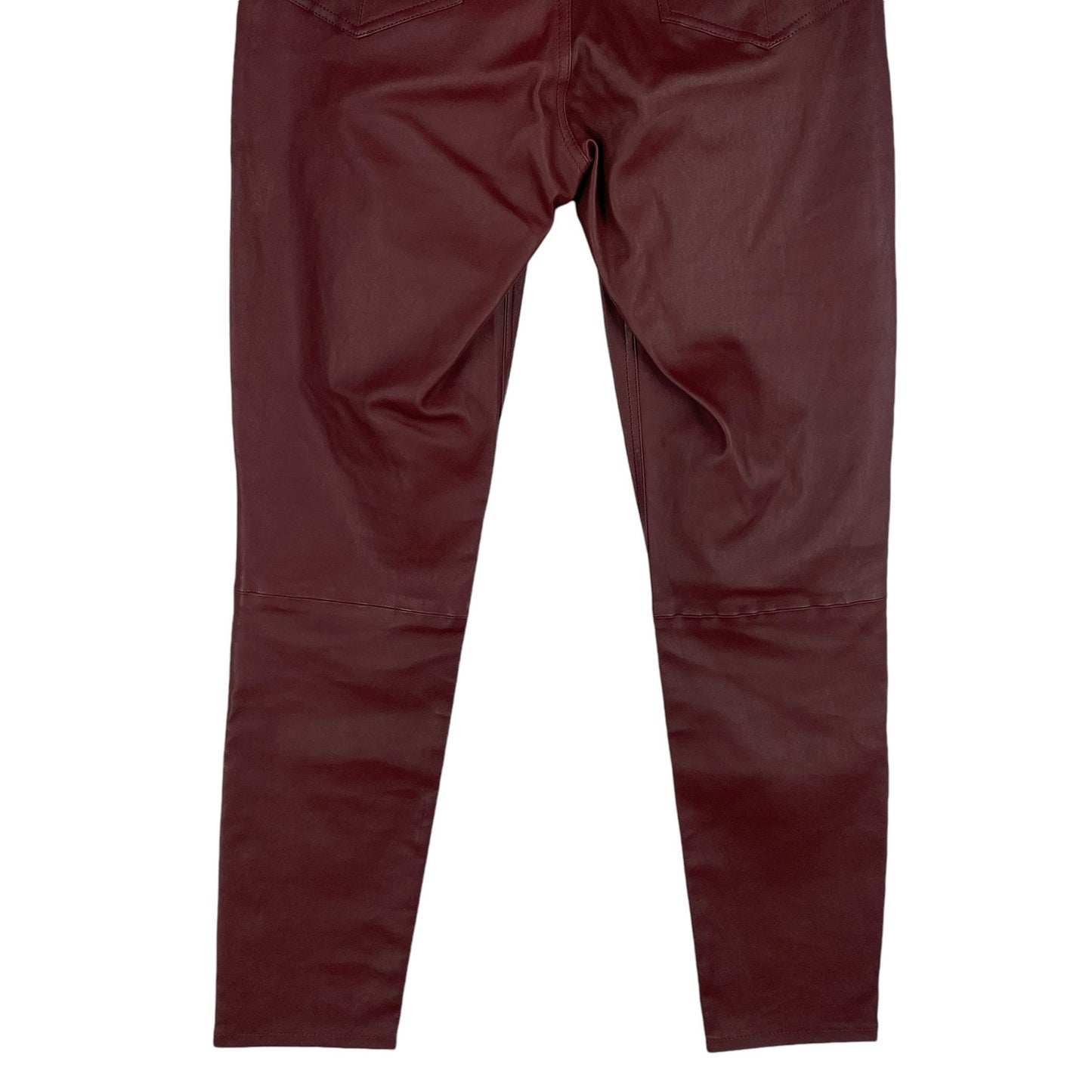 Rag & Bone Nina Lamb Leather High Rise Skinny Ankle Pants Brown Red Size 28