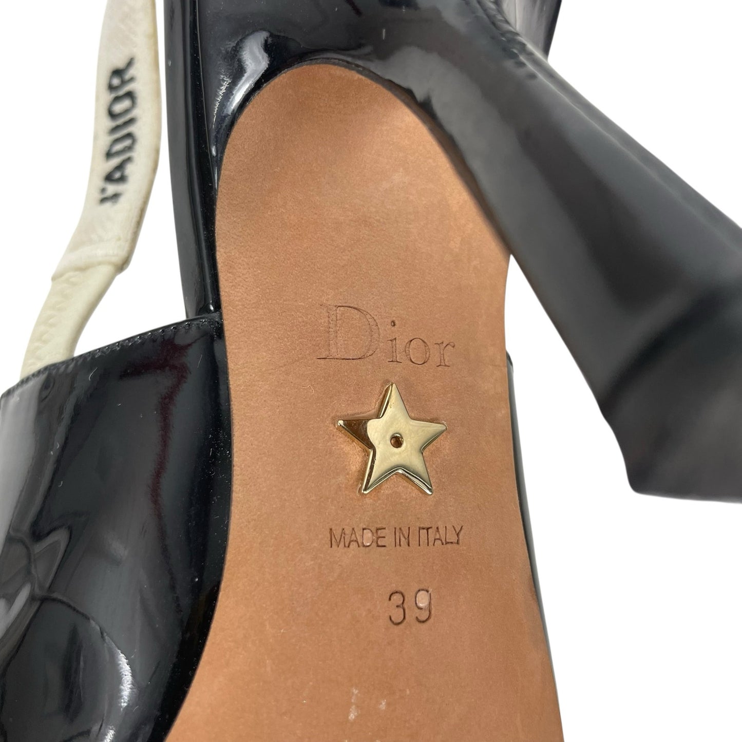 Christian Dior J'Adior 100 Slingback Pumps Patent Leather Black Size 39
