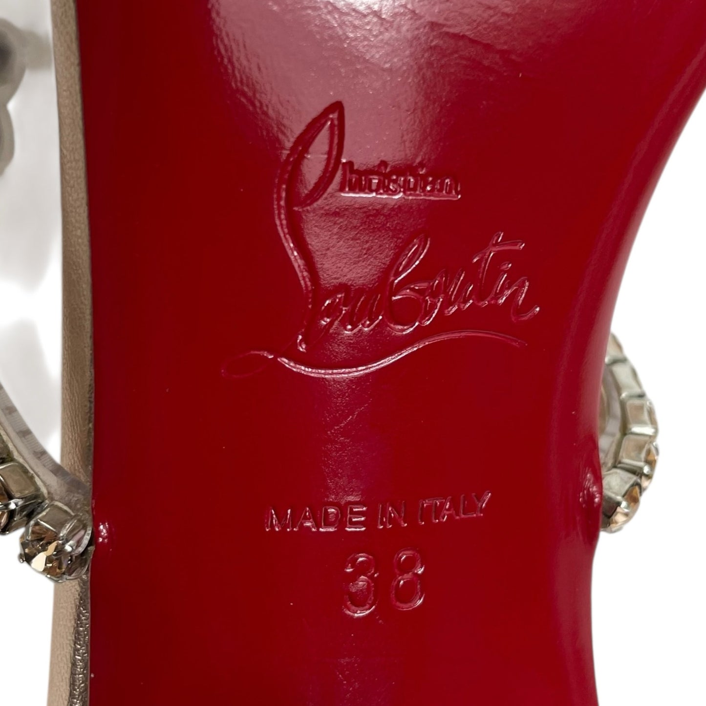 Christian Louboutin Just Queen 70 Crystal Mule Sandal Gold Size 38