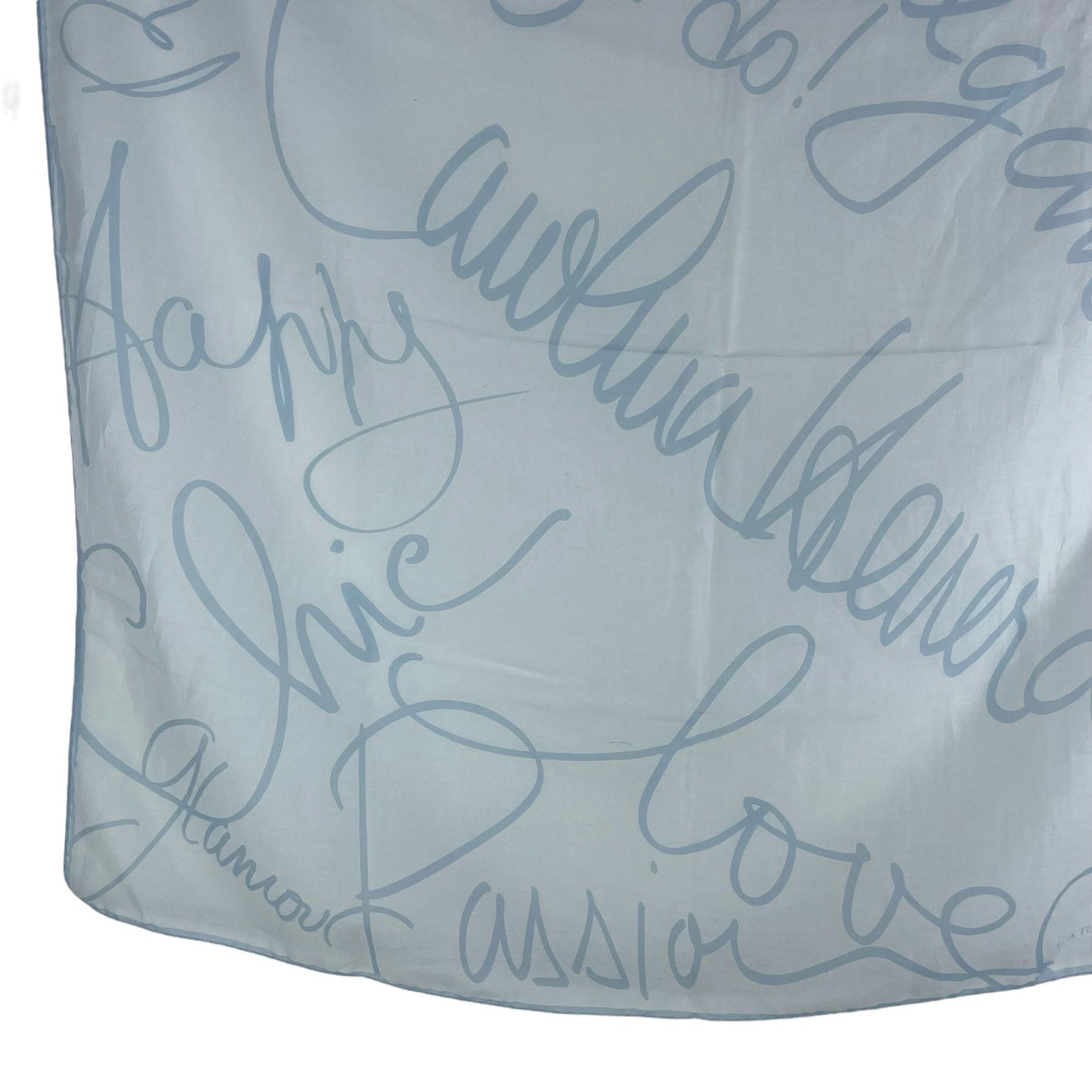 Carolina Herrera Silk Blend Printed Square Shawl Scarf White Blue 34"x 34"
