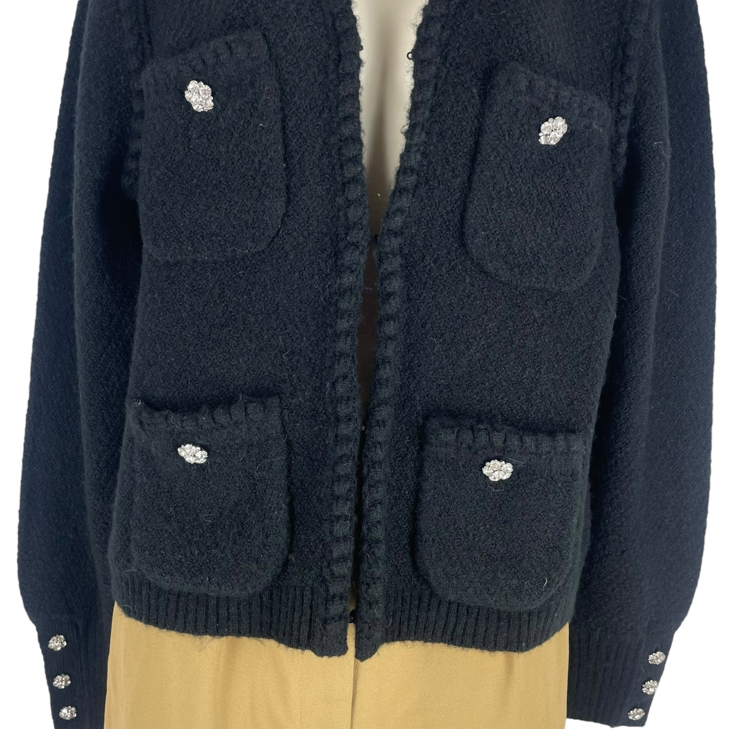 J. Crew Odette Sweater Lady Jacket with Jewel Buttons Black Size M