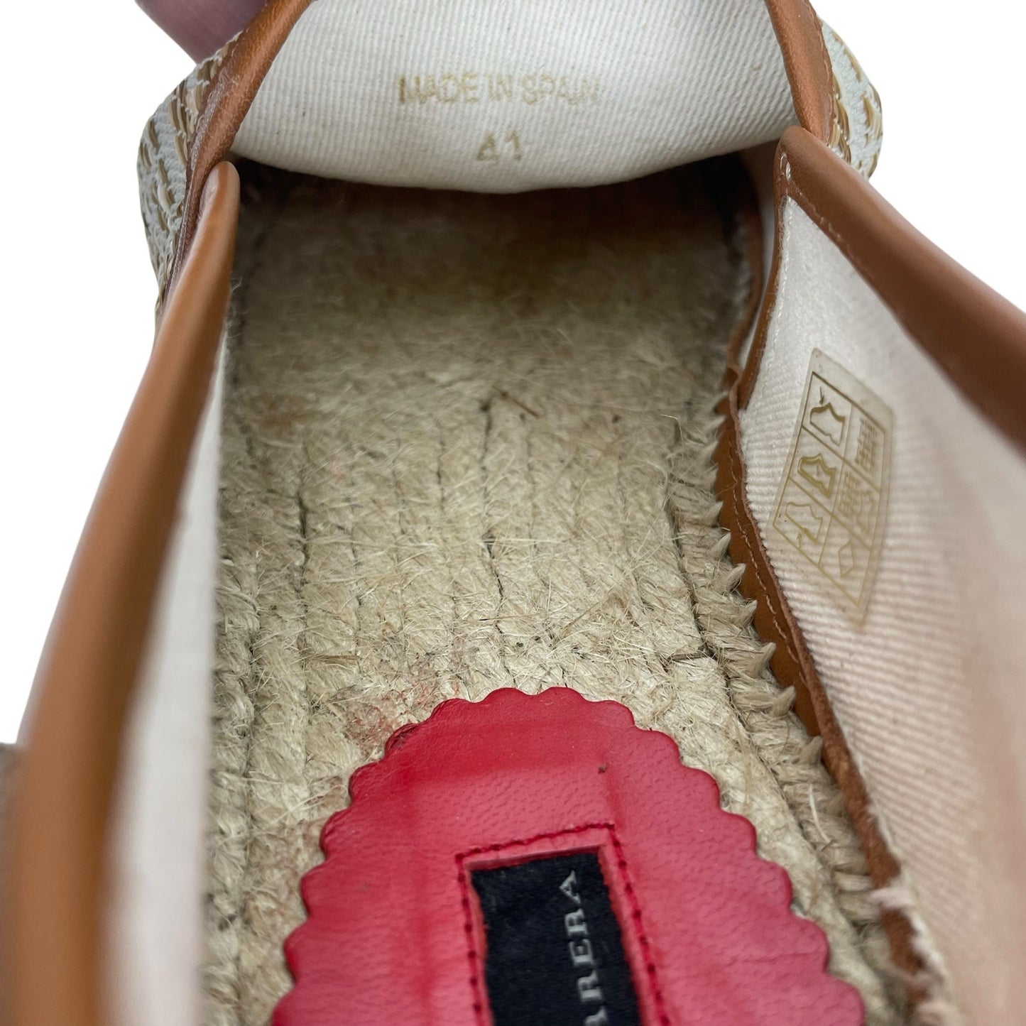 Carolina Herrera Alpargatas CH Logo Canvas Rafia Espadrille Brown Size 41