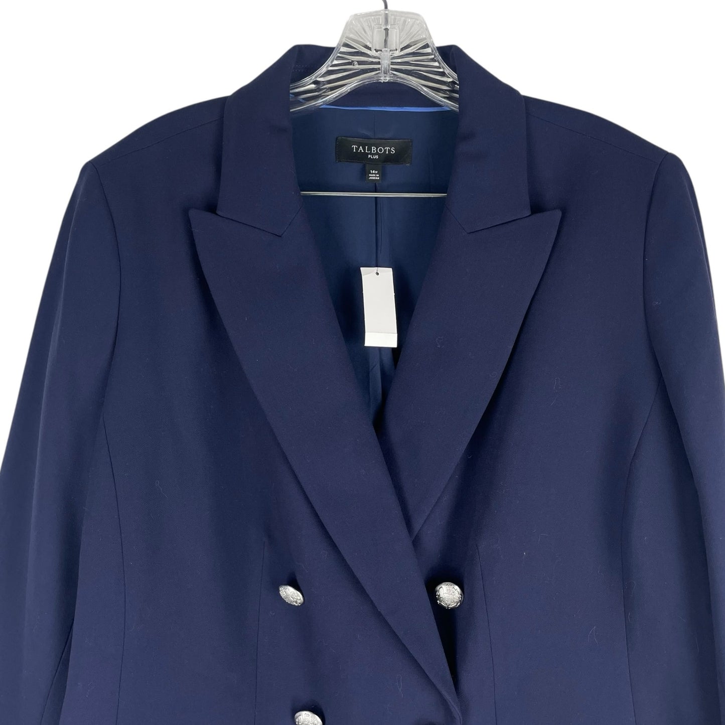 Talbots Tailored Stretch Double Breasted Blazer Jacket Blue Size 14W