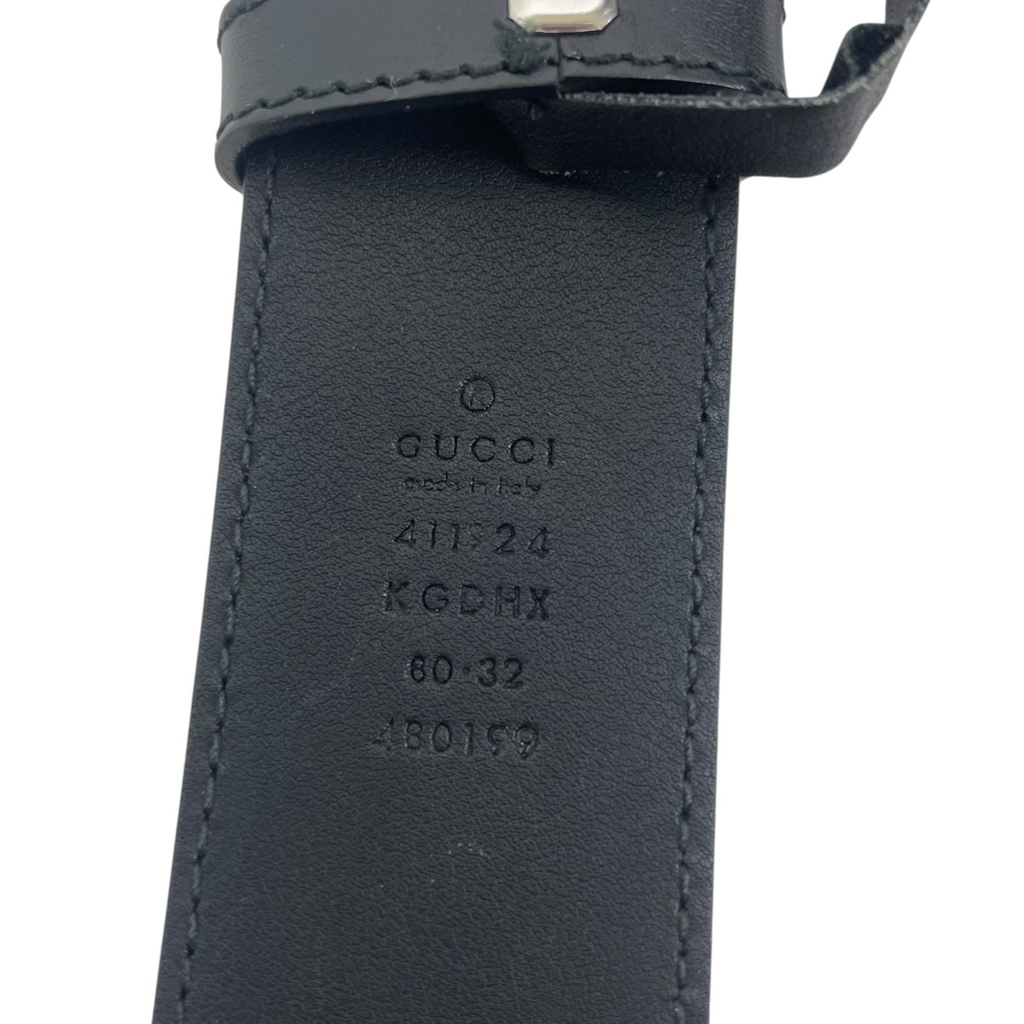 Gucci GG Interlocking Buckle Supreme Canvas Belt Black Gray Men Size 80/32