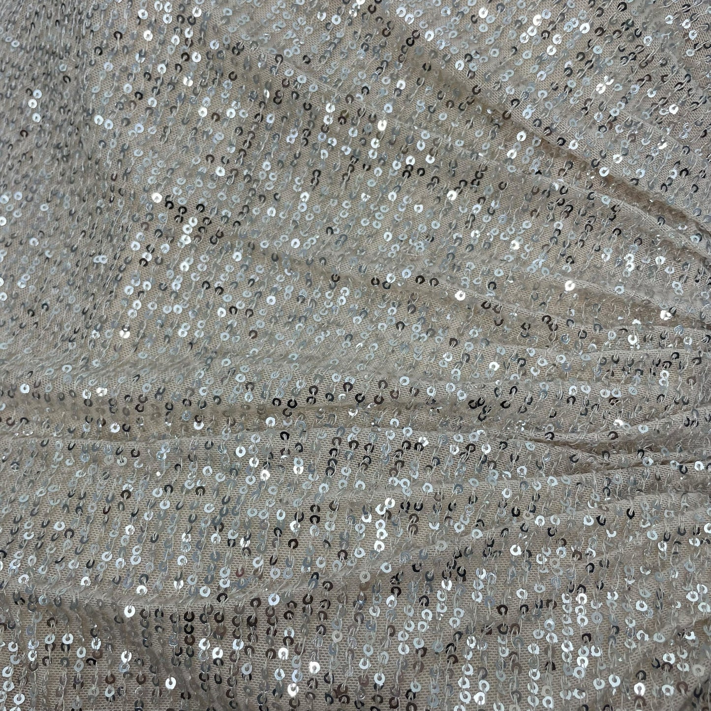 Ieena for Mac Duggal Sequined Drop Shoulder Evening Gown Nude Size 6