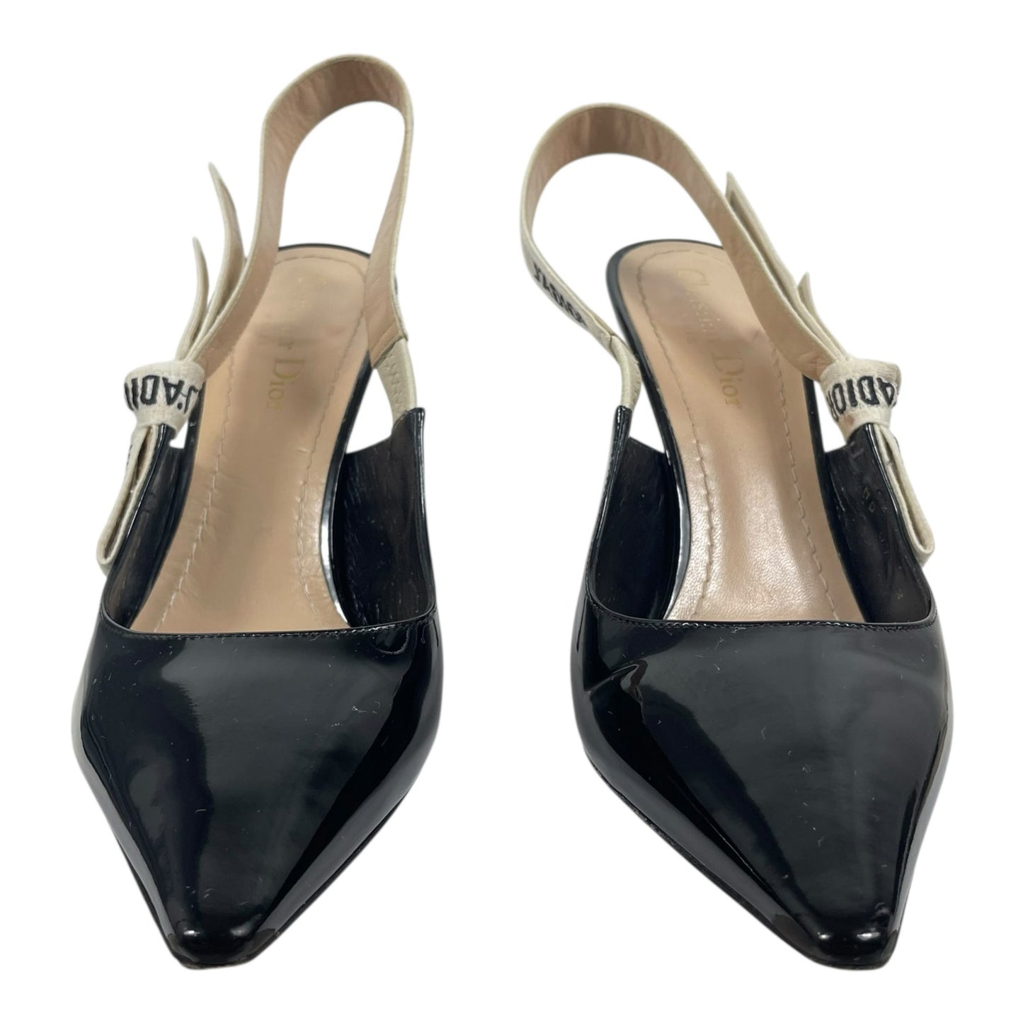 Christian Dior J'Adior 100 Slingback Pumps Patent Leather Black Size 39