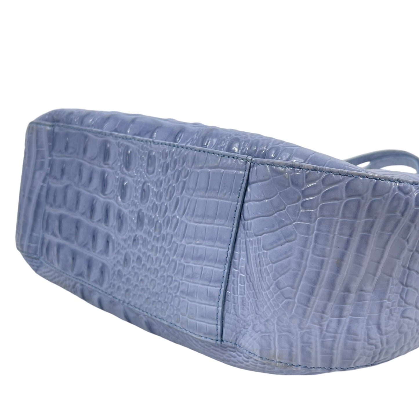 Brahmin Marianna Melbourne Leather Tote Bag Periwinkle Blue Croc Embossed