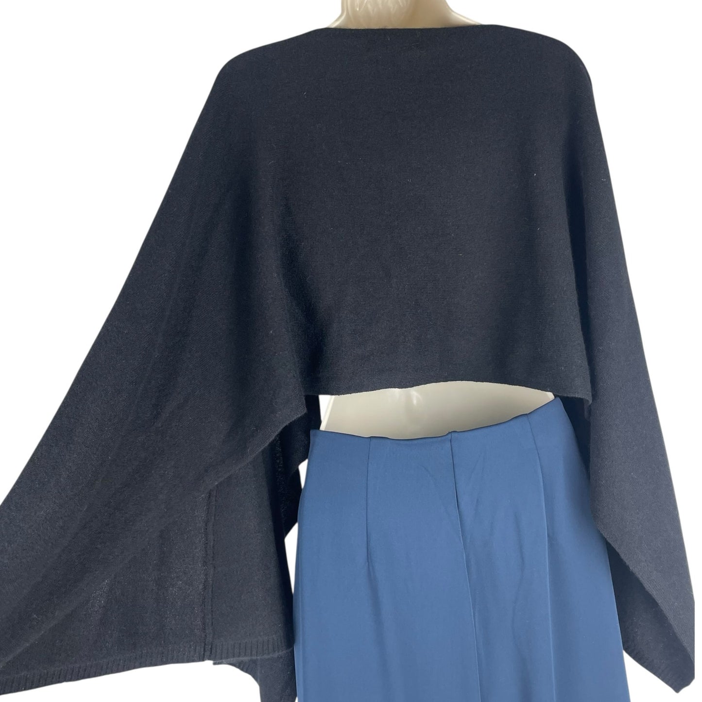 Henri Bendel 100% Cashmere Boatneck T Cape Sweater Black One Size