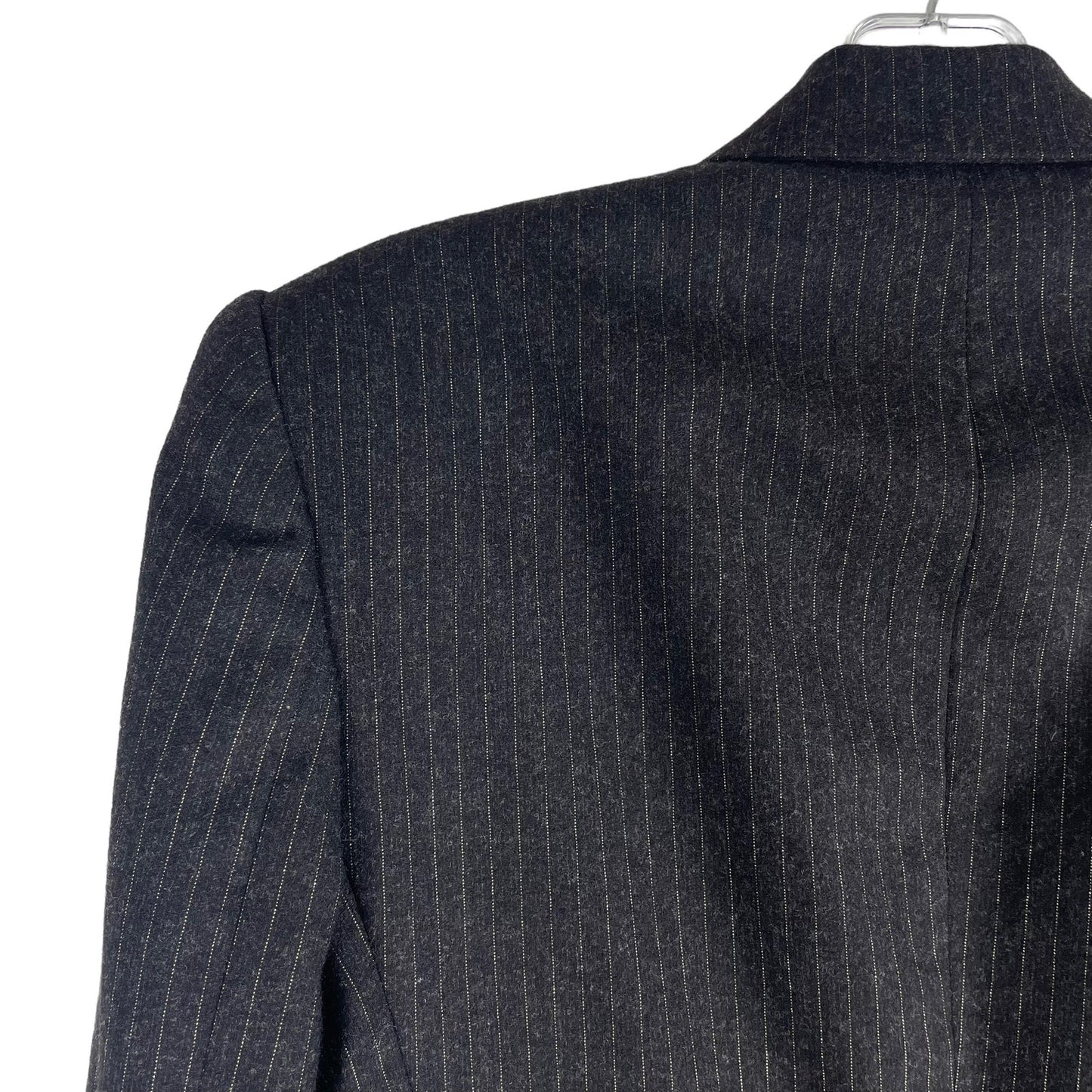 Ralph Lauren Black Label Wool Angora Blazer Stripe One Button Black Size 8