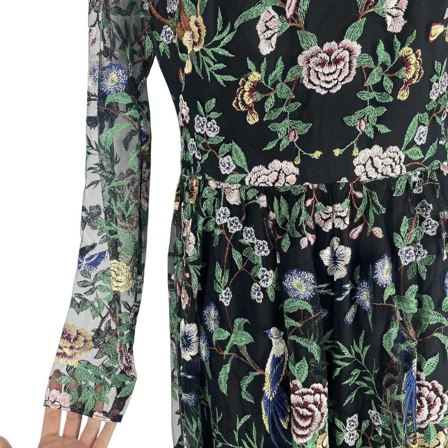 Marchesa Notte Botanical Embroidered Gown Dress Multi Color Size 6