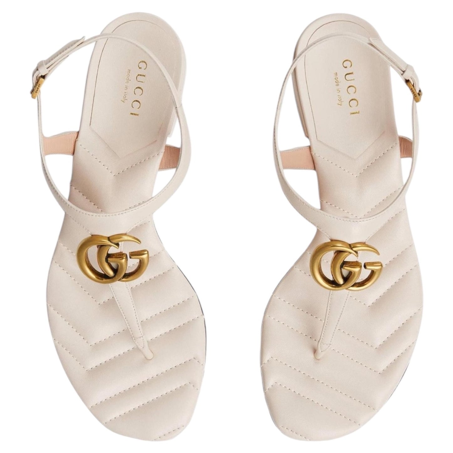NEW Gucci Marmont GG Thong Slingback Heel Sandals Mystic White Size 40