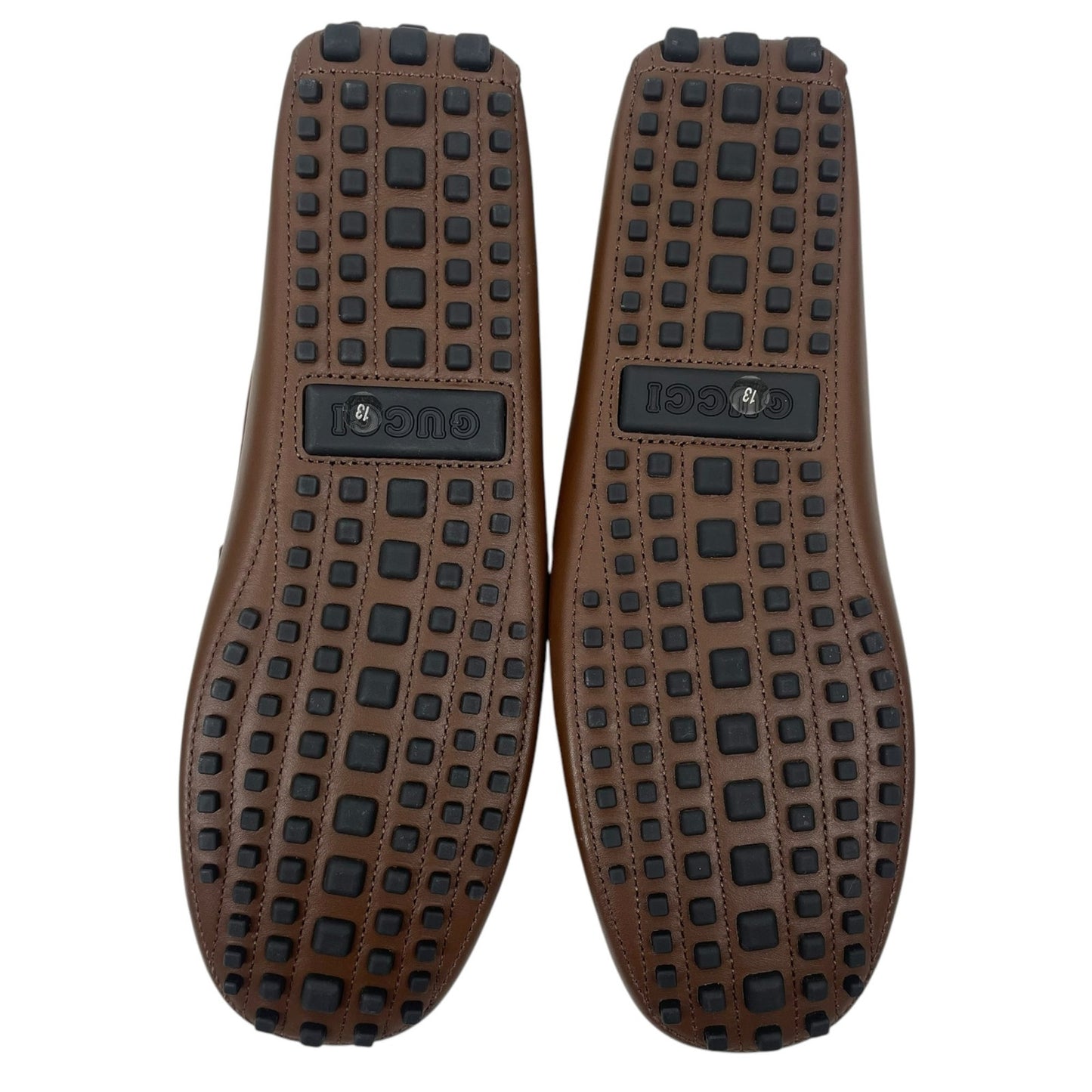 Gucci Interlocking GG Calf Leather Moccasin Driver Loafer Brown Size 13/13.5