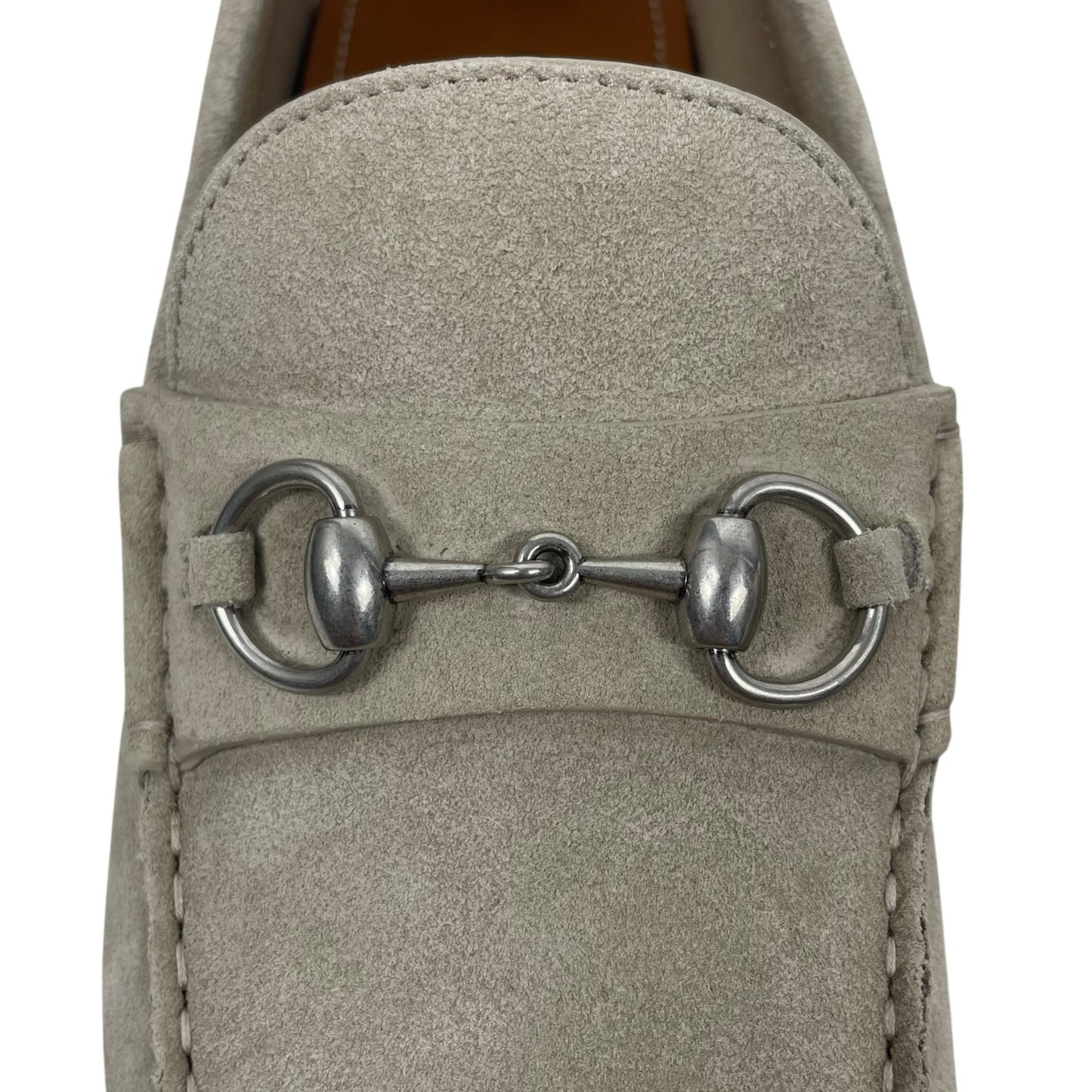 Gucci Horsebit Suede Driver Loafers Moccasin Oatmeal Beige Size 8 US 8.5