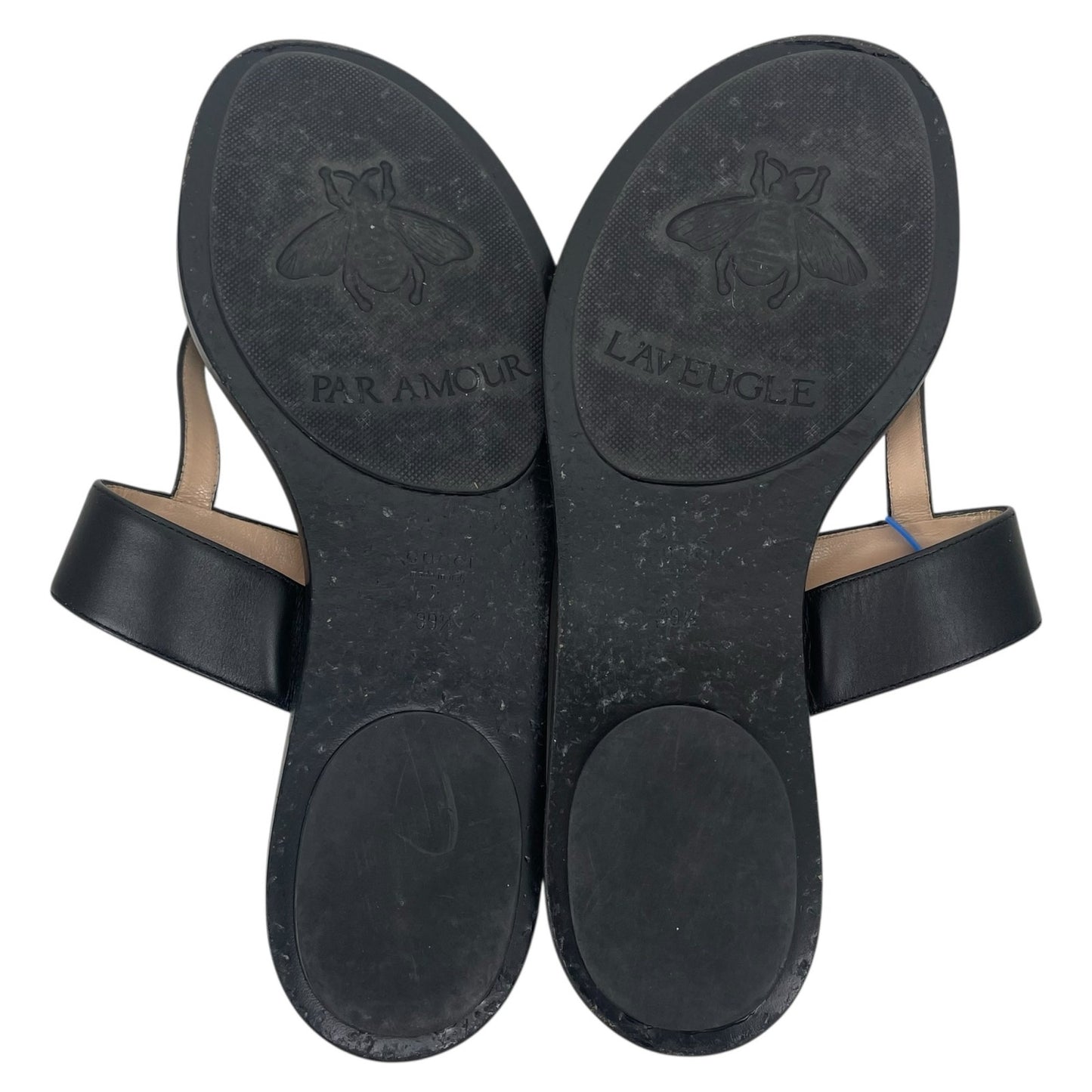 Gucci Leather Thong Sandals with Double GG Logo Black Size 39.5