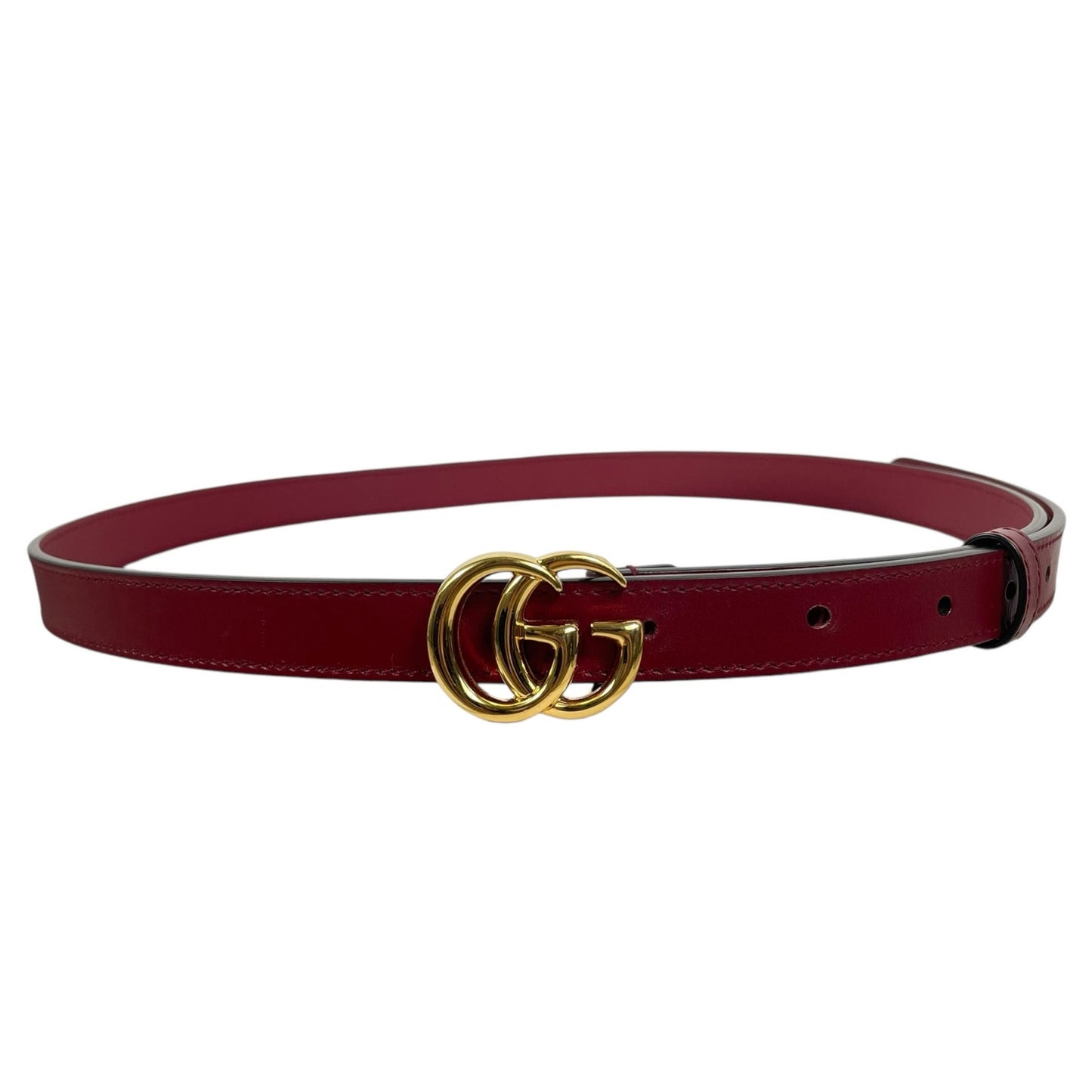 Gucci GG Logo Marmont Thin Leather Belt Rosso Ancora Red Size 100/40