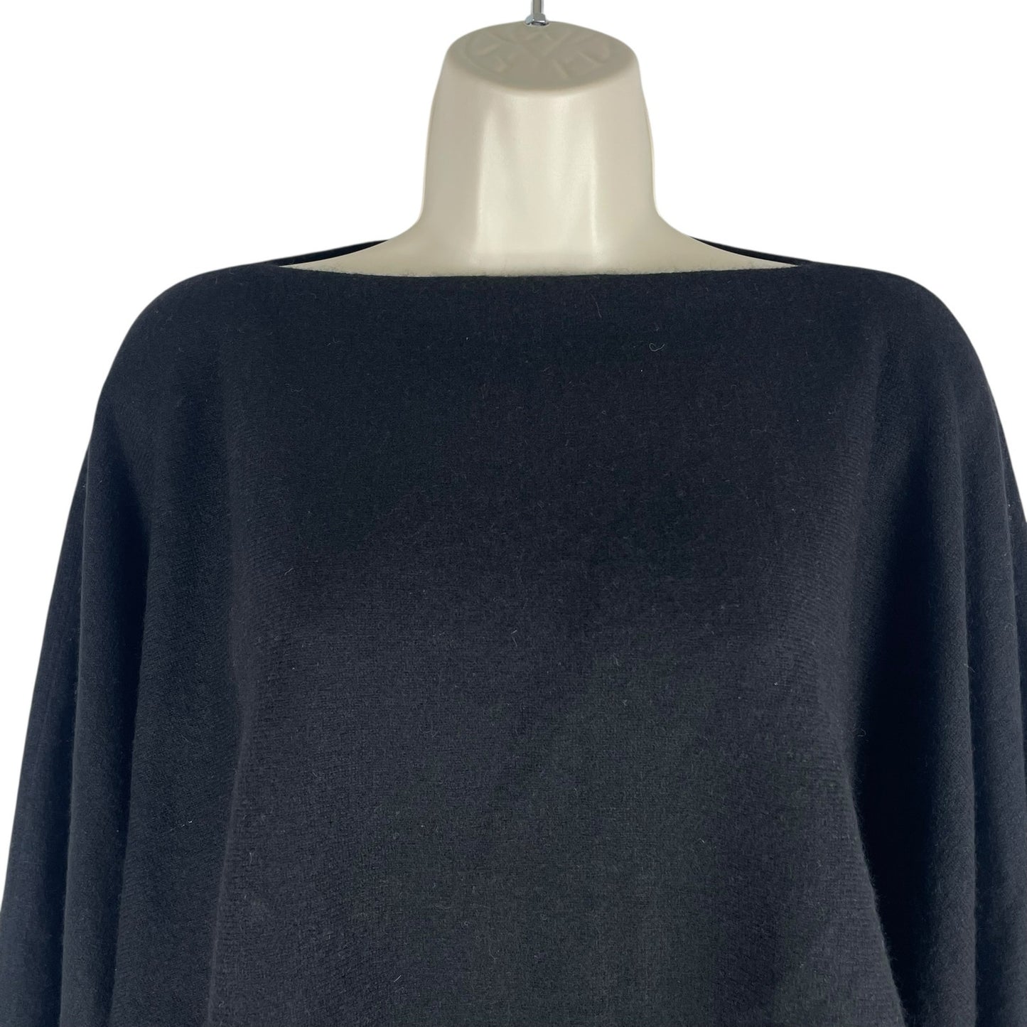 Henri Bendel 100% Cashmere Boatneck T Cape Sweater Black One Size