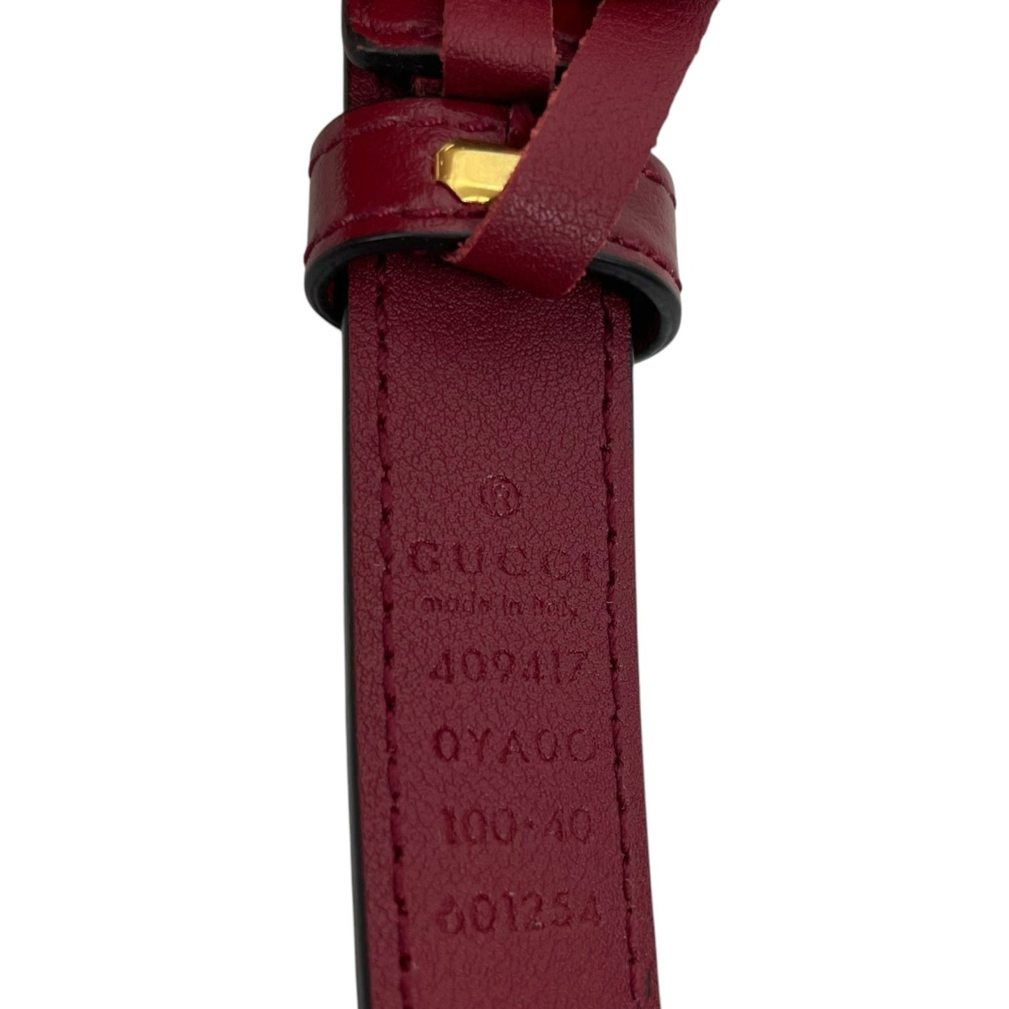 Gucci GG Logo Marmont Thin Leather Belt Rosso Ancora Red Size 100/40