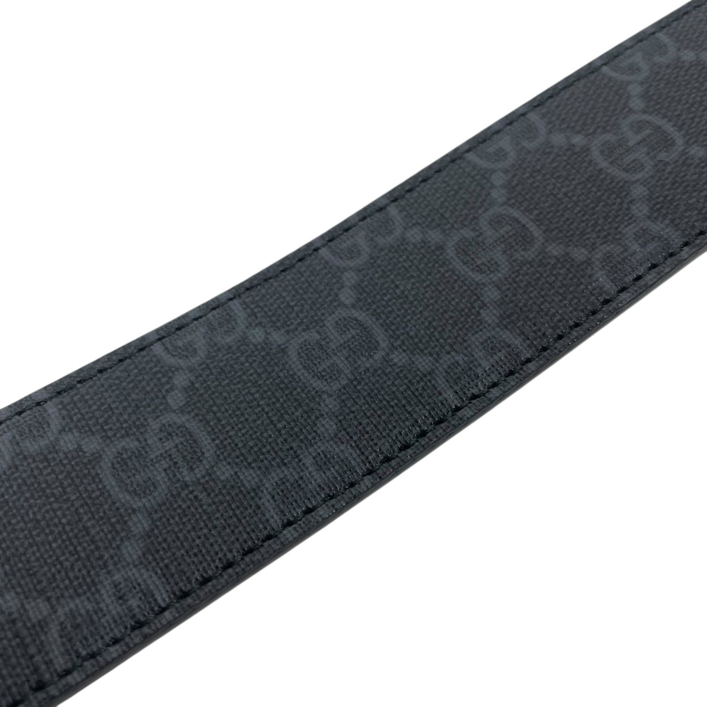 Gucci GG Interlocking Buckle Supreme Canvas Belt Black Gray Men Size 80/32