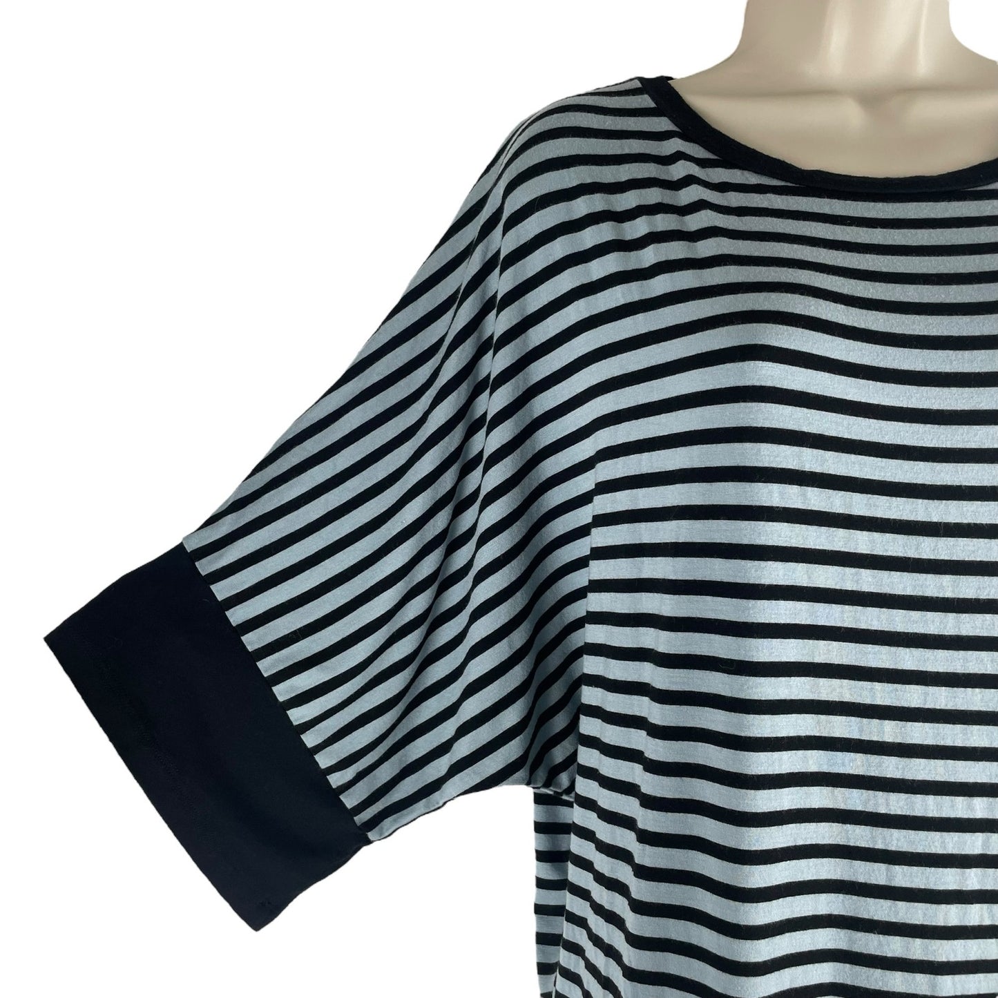 Comfy USA Batwing Striped Soft Jersey Mini Dress Blue Black Size S