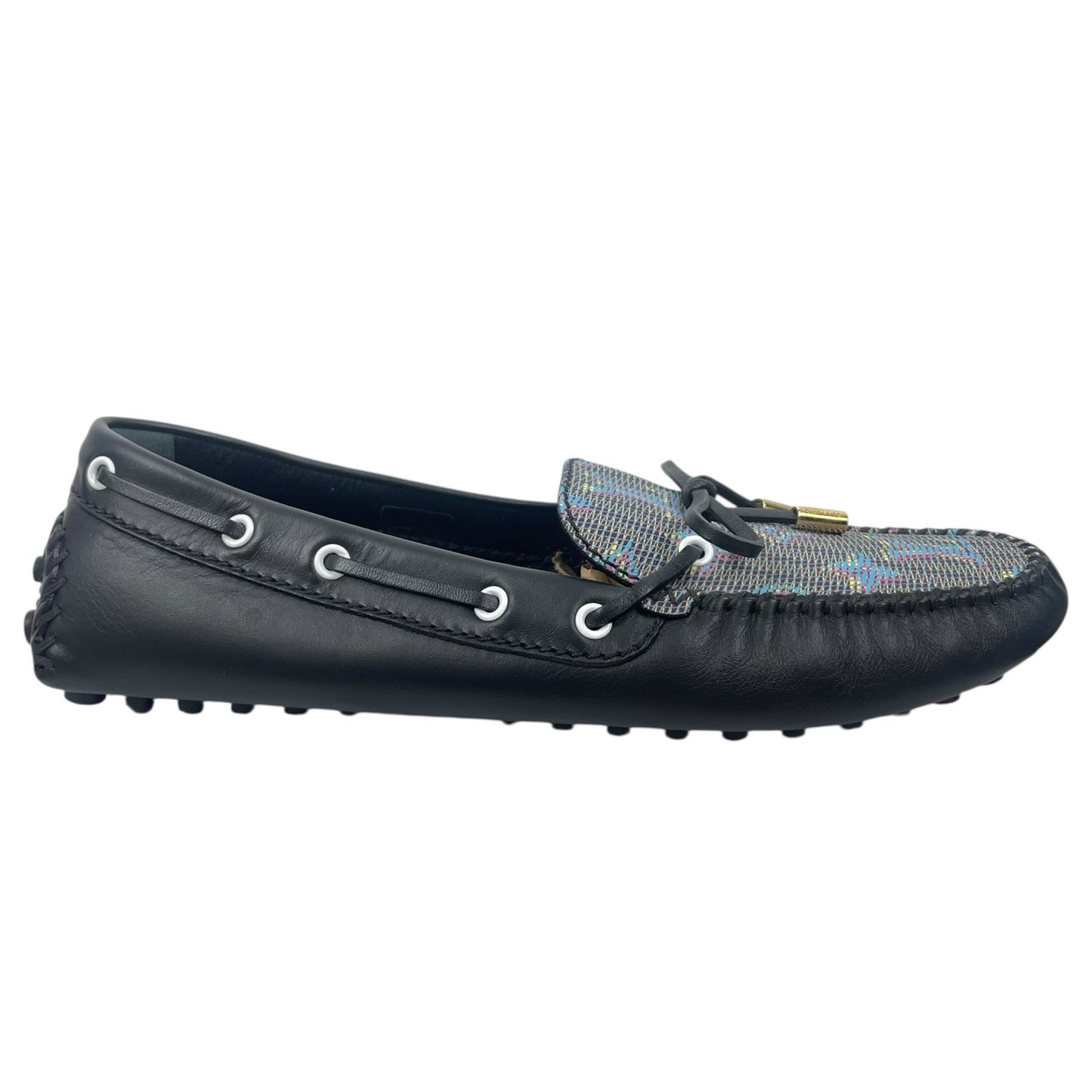 Louis Vuitton Gloria Leather Flat Loafers Blue LV Pop Monogram Size 40