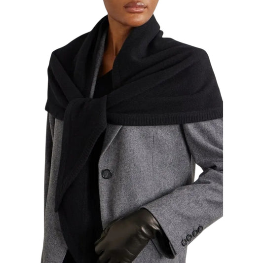 Toteme Triangle Wool & Cashmere Blend Scarf Wrap Black One Size