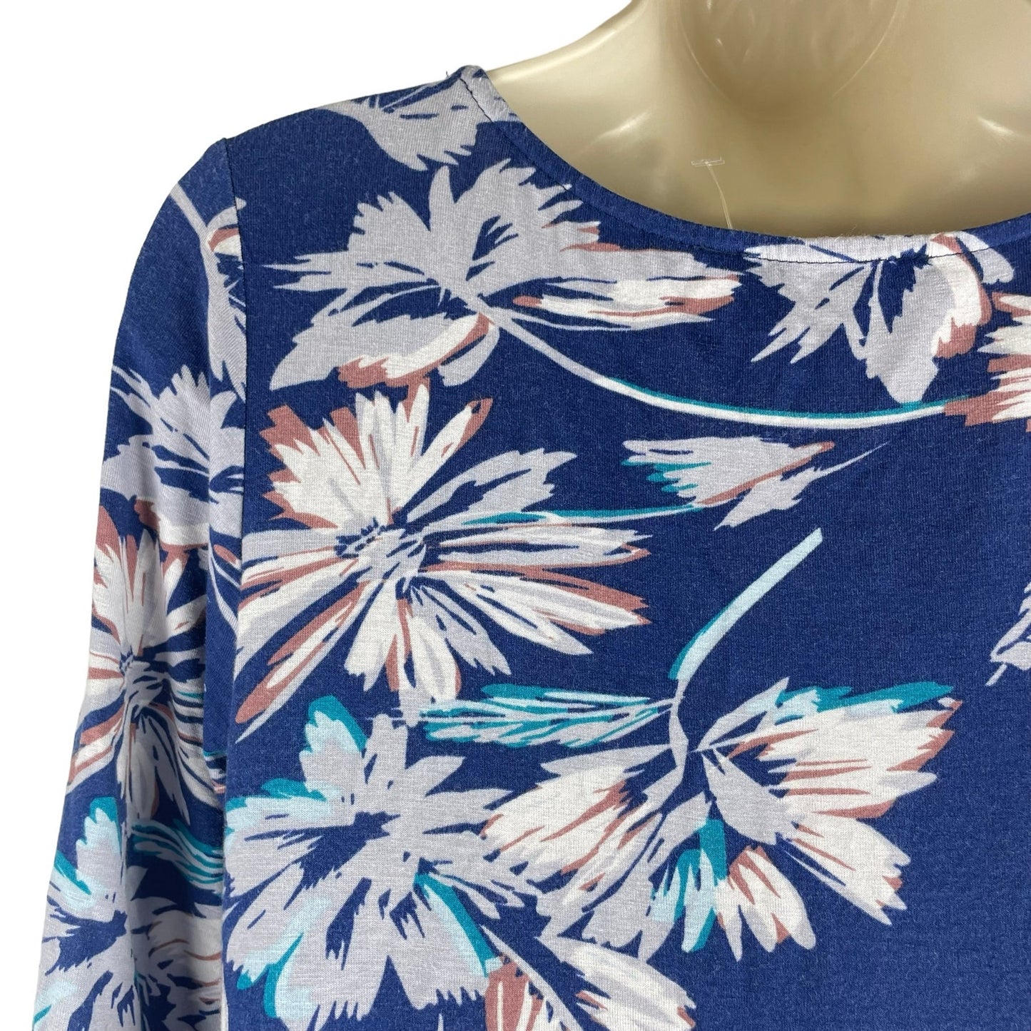 Yumi Kim Alice Floral Printed Soft Jersey Dress Navy Blue Size M