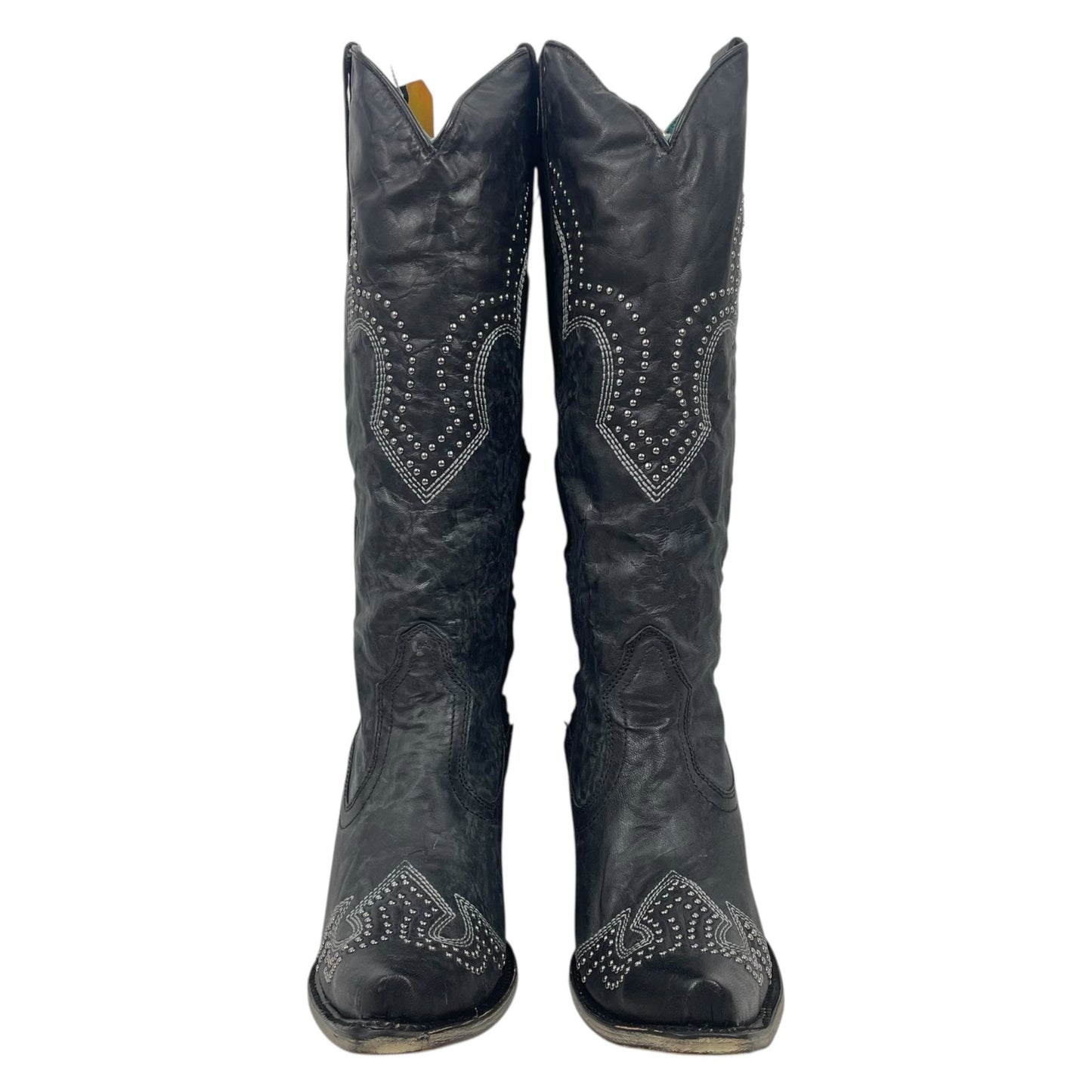 Corral Black Studded Embroider Tall Cowbot Boots Size 12M