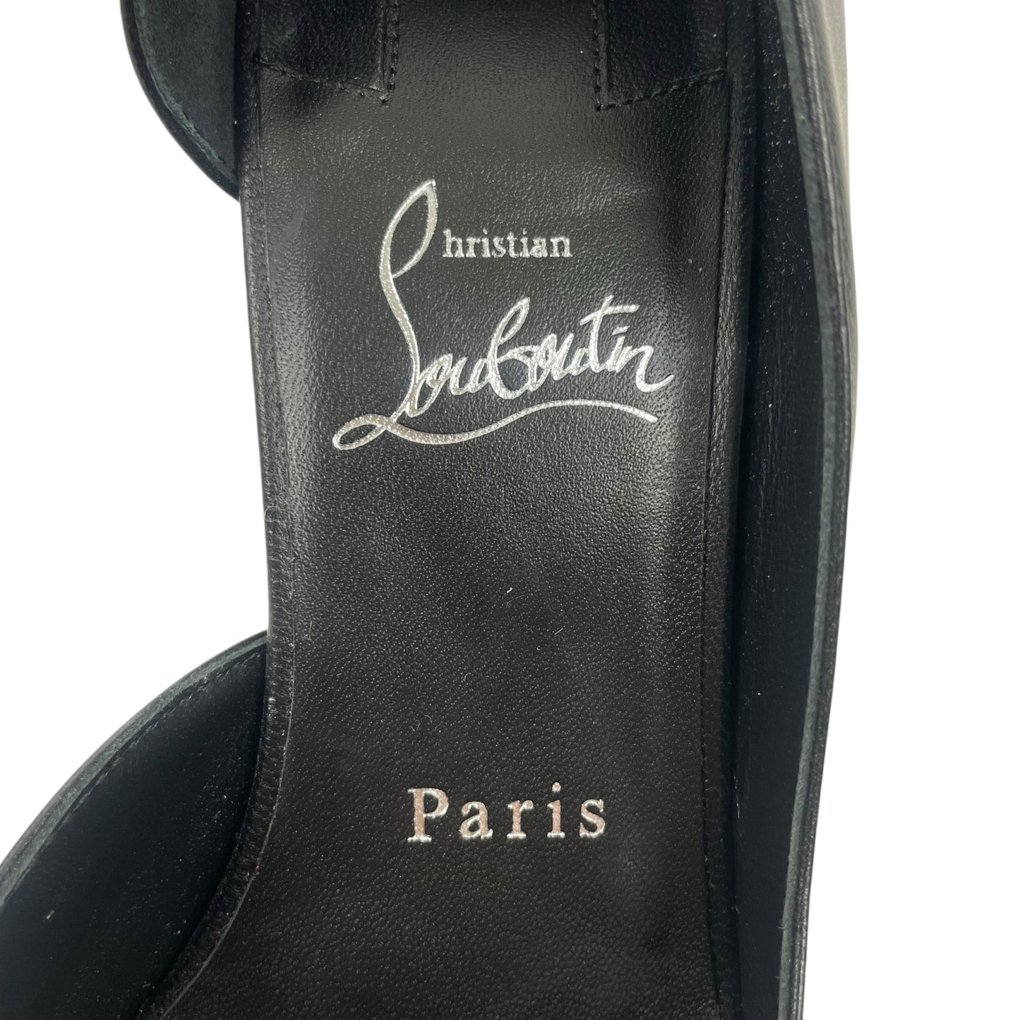 Christian Louboutin Open Apostropha 80 d'Orsay Leather Pump Black Size 38