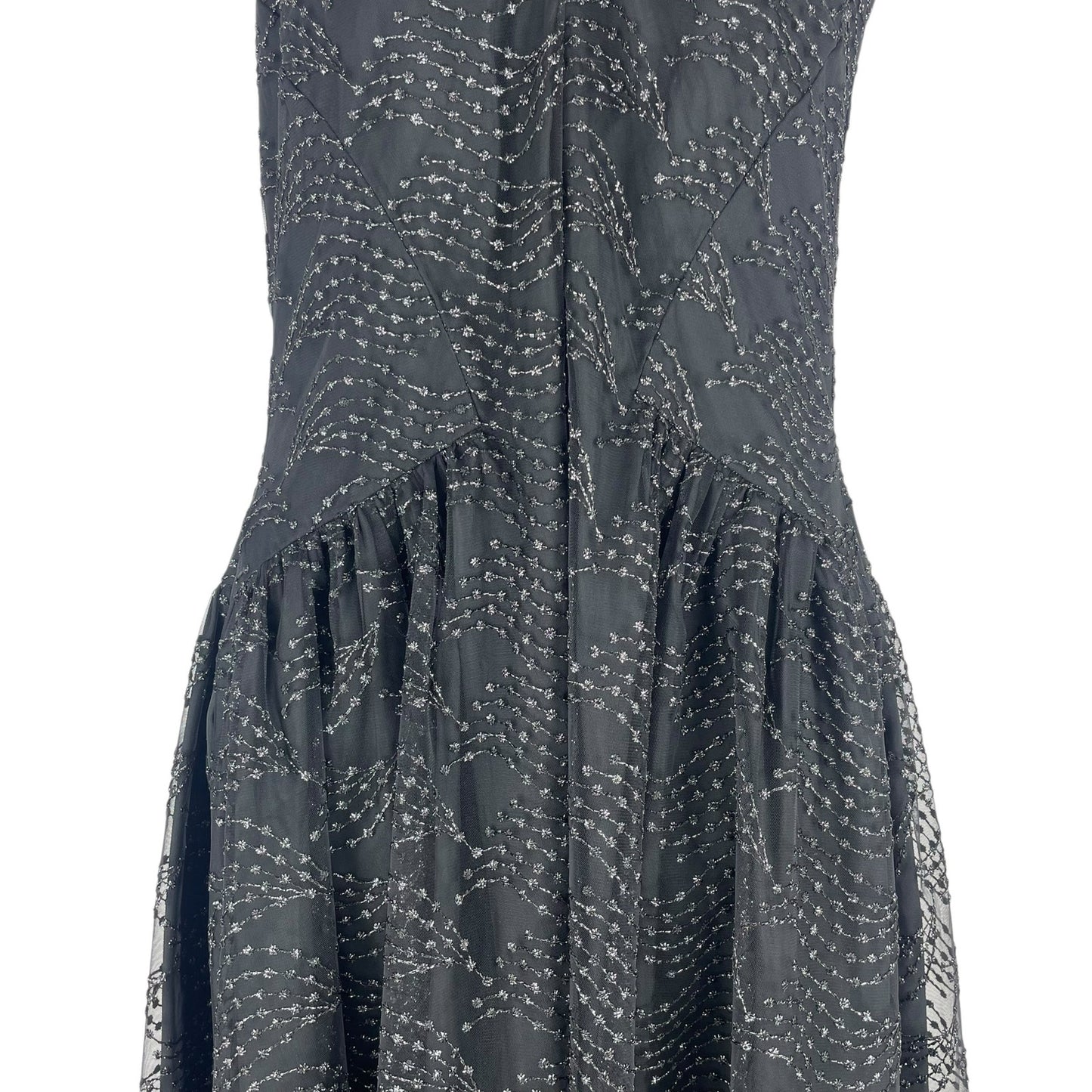 Shoshanna Olivia Metallic Scallope Mesh Halter Neck Black Dress Size 2