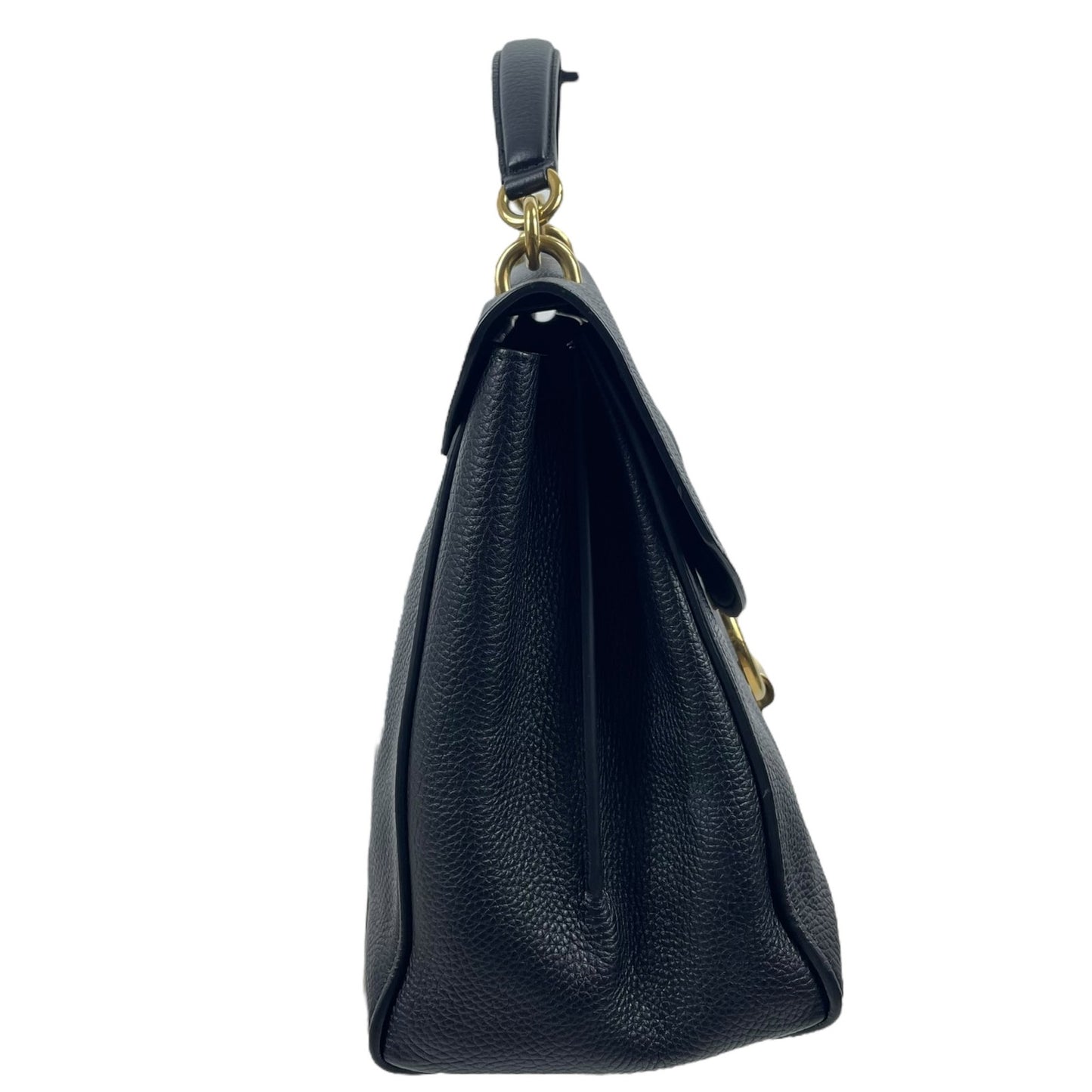 Salvatore Ferragamo Large Margot Gancini Leather Top Handle Bag Black