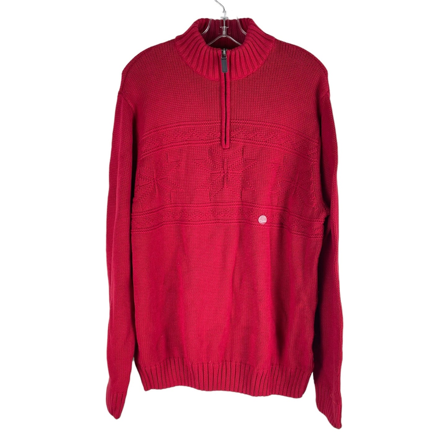 Chaps 1/4 Zip Lodge Snowflakes Pullover Sweater Cabin Red Size L