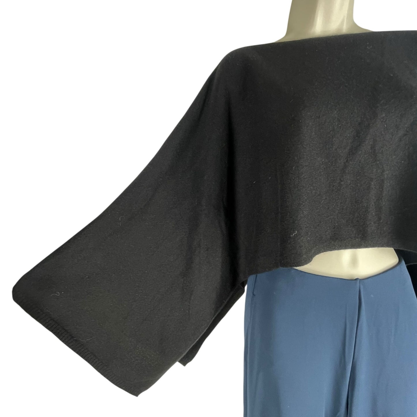Henri Bendel 100% Cashmere Boatneck T Cape Sweater Black One Size