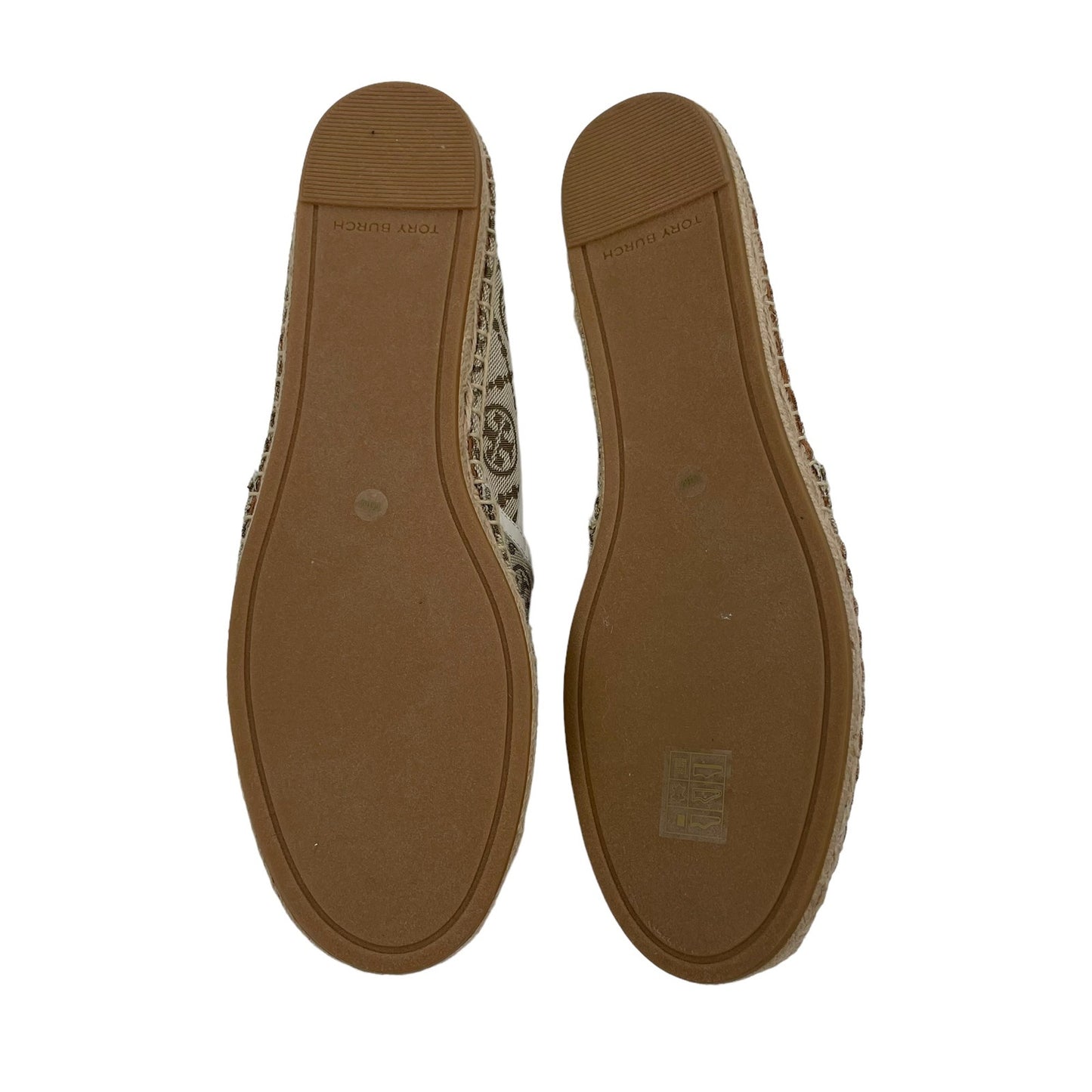 Tory Burch T Logo Monogram Espadrilles Hazel White Leather Size 10