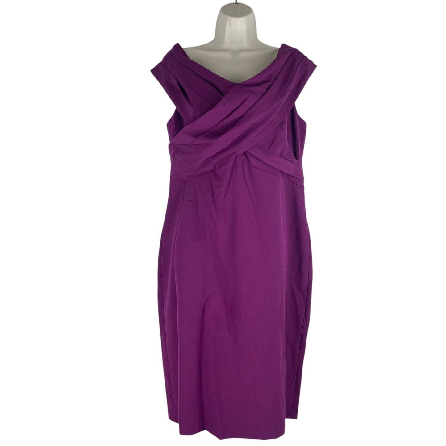 Lauren Ralph Lauren Crepe Off the Shoulder Cocktail Dress Plum Size 14
