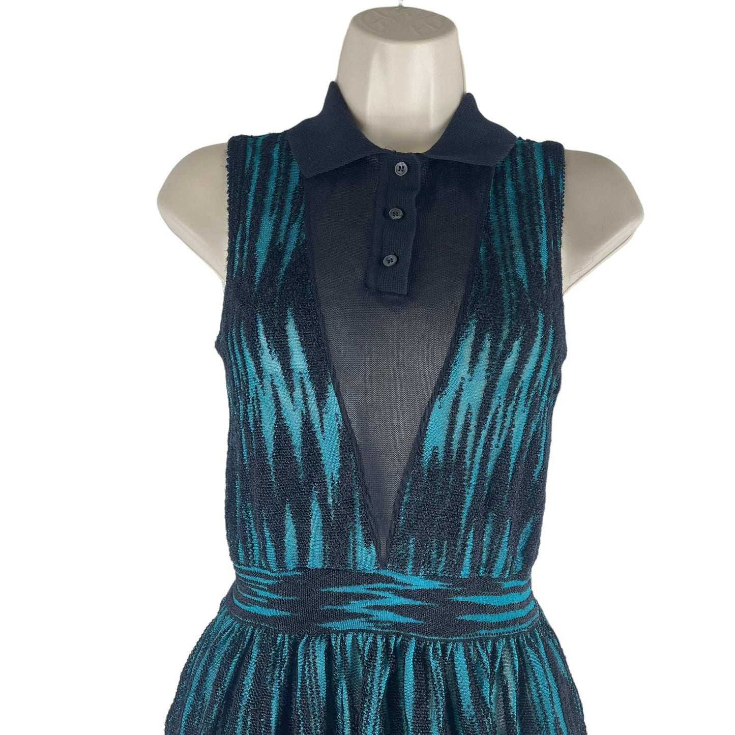 M Missoni Cable Knit Mesh Mini Dress Deep Jade Size 40/ 4