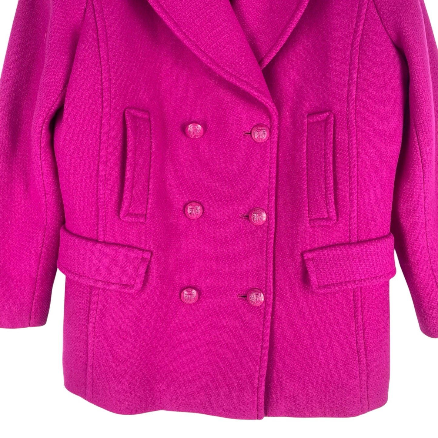 NEW Talbots Wool Blend Double Breasted Pea Coat Hot Pink Size 12