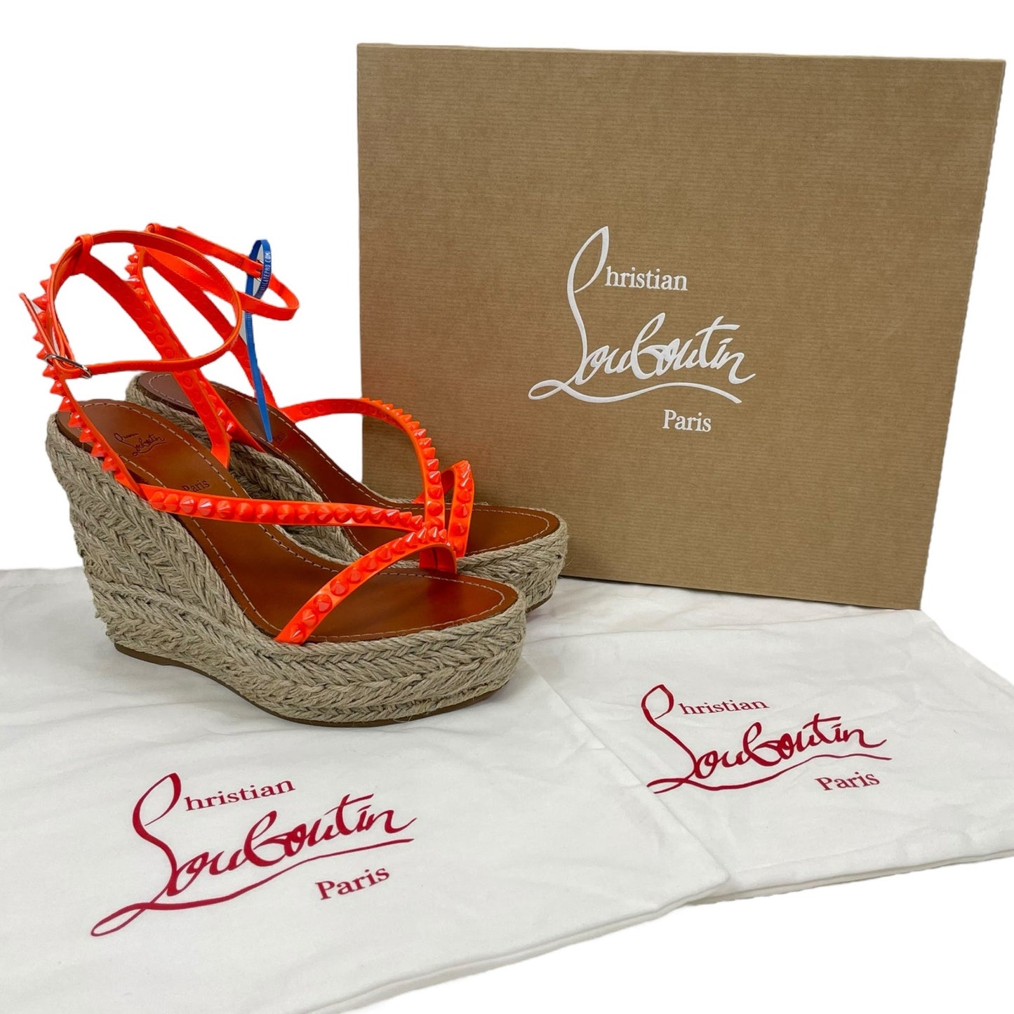 Christian Louboutin Mafaldina Zeppa 120 Wedge Sandal Orange Size 40