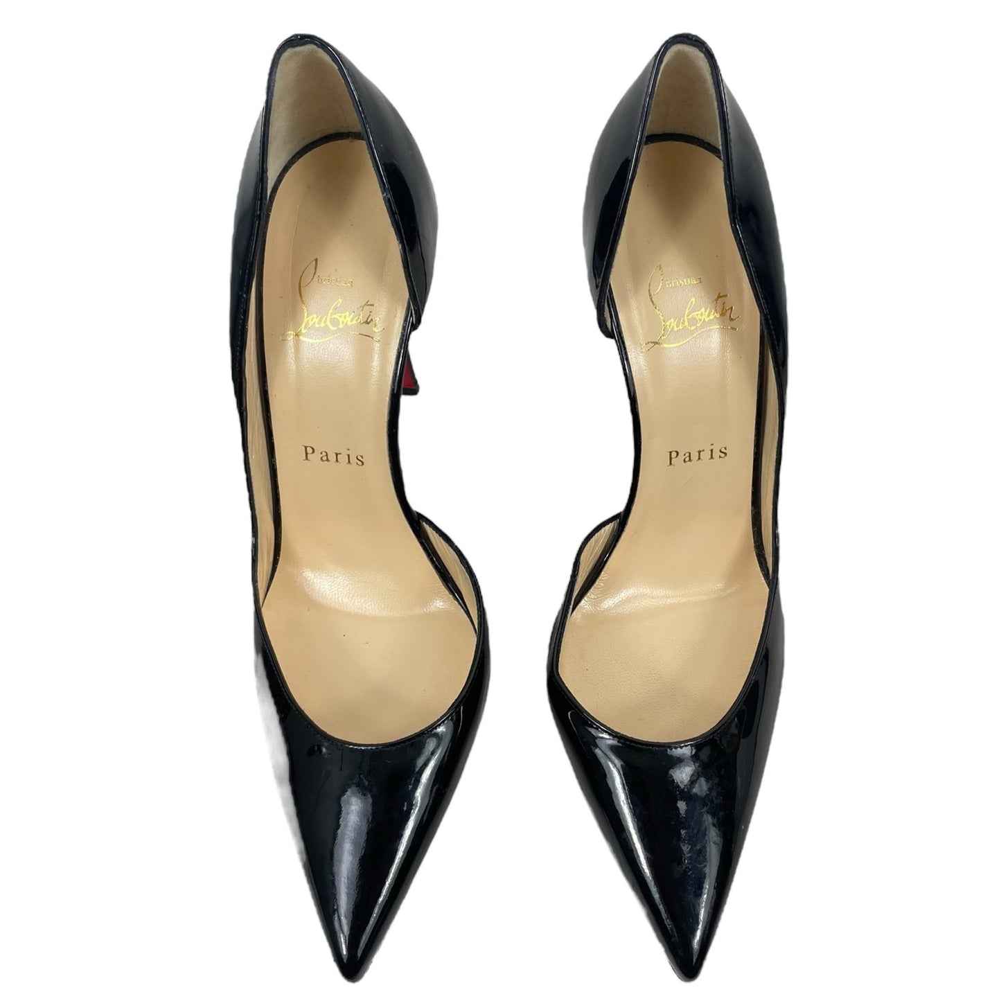 Christian Louboutin Iriza 100 d'Orsay Patent Leather Pump Black Size 37.5