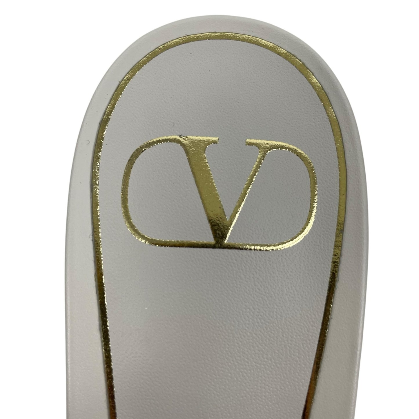 Valentino Gavarani Roman Stud 60mm Calfskin Slide Sandal Ivory Size 37