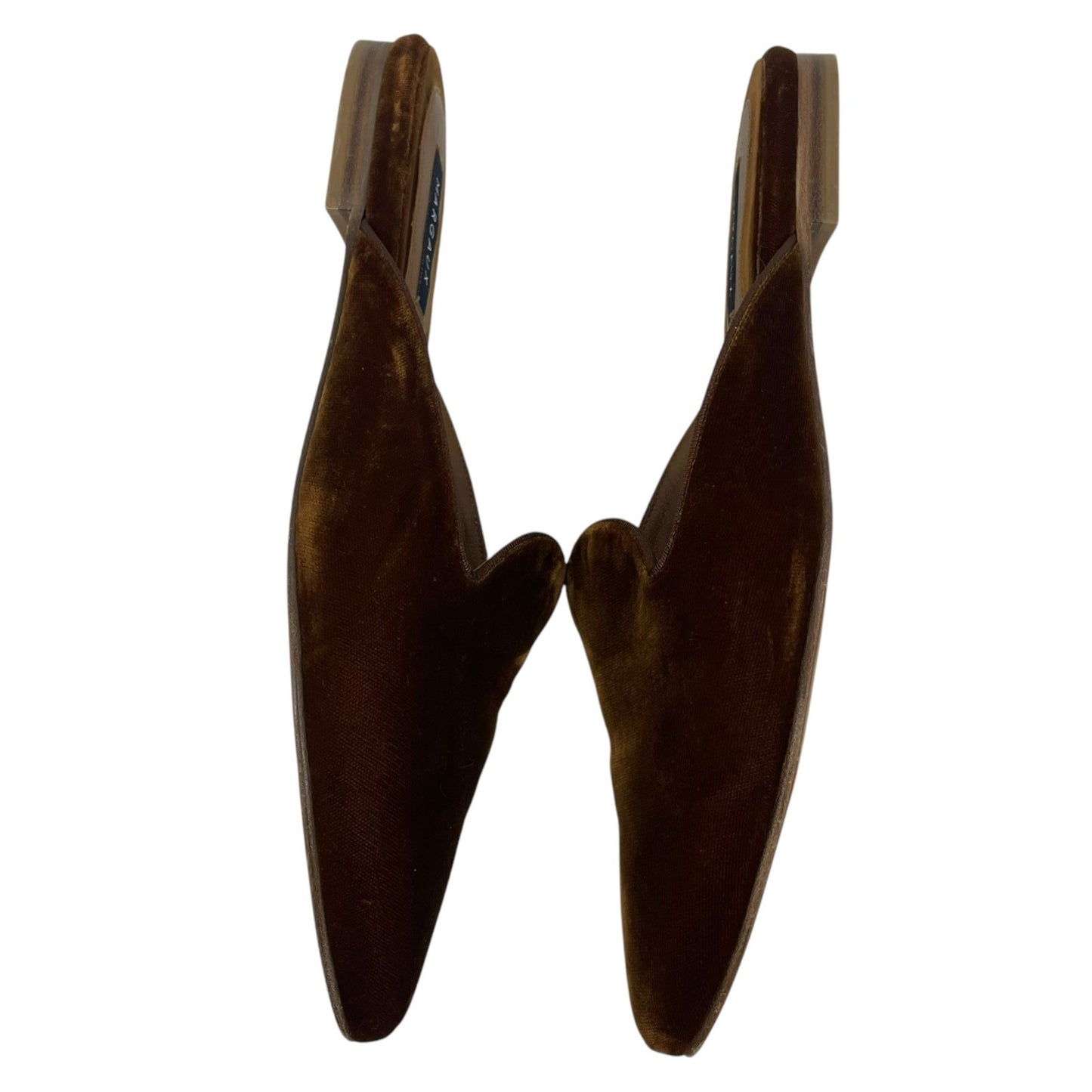 Margaux Velvet Pointed Toe Slip On Mules Rust Brown Size 41.5M