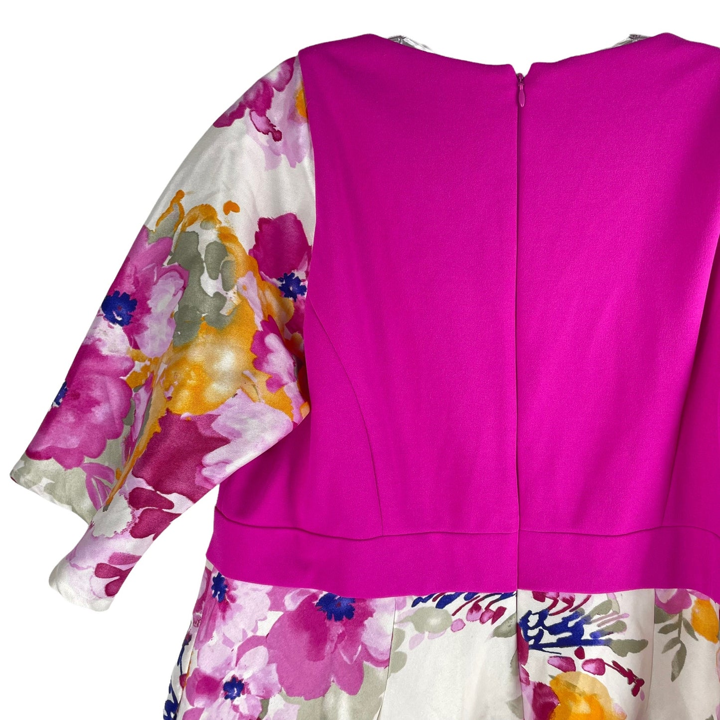 Eliza J Floral Printed Dress Knee Length Pockets Hot Pink Size 16W