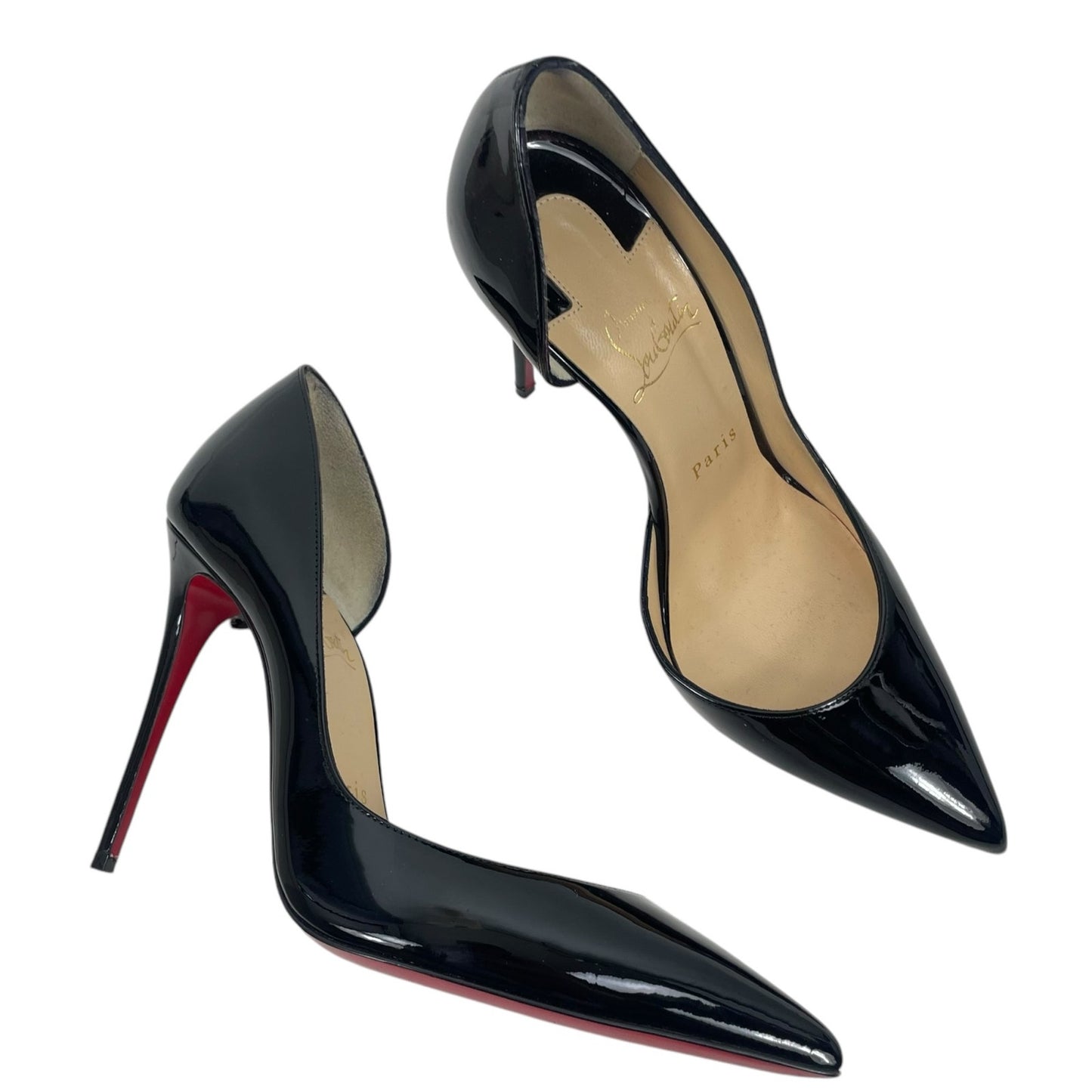 Christian Louboutin Iriza 100 d'Orsay Patent Leather Pump Black Size 37.5