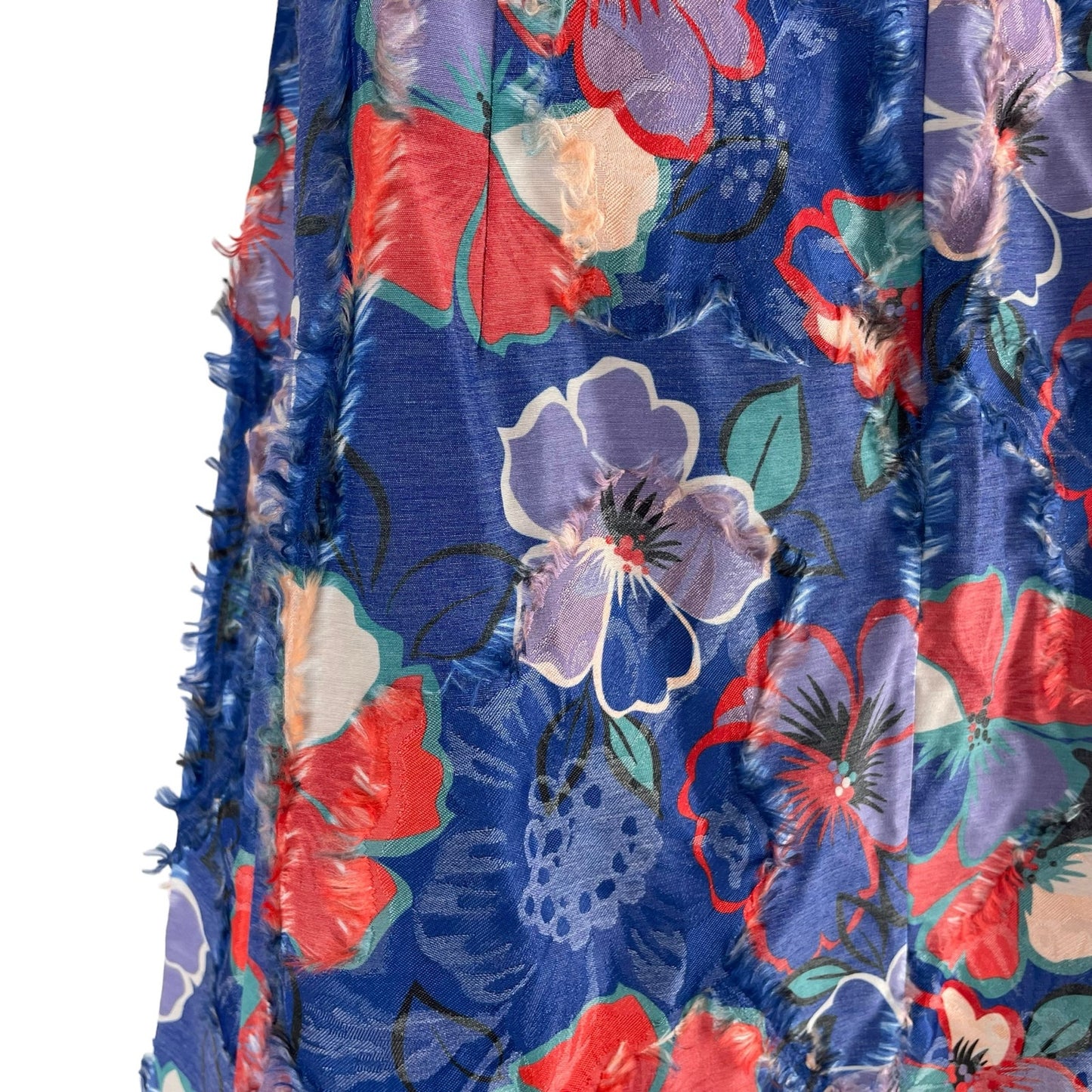 Tory Burch Natalie Floral Midi Resort Dress Ruffle Trim Blue Size 0