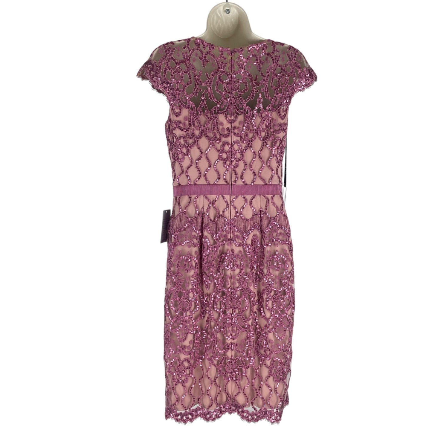 Tadashi Shoji Miranda Sequin Embroidered Cocktail Dress Mauve Size 4