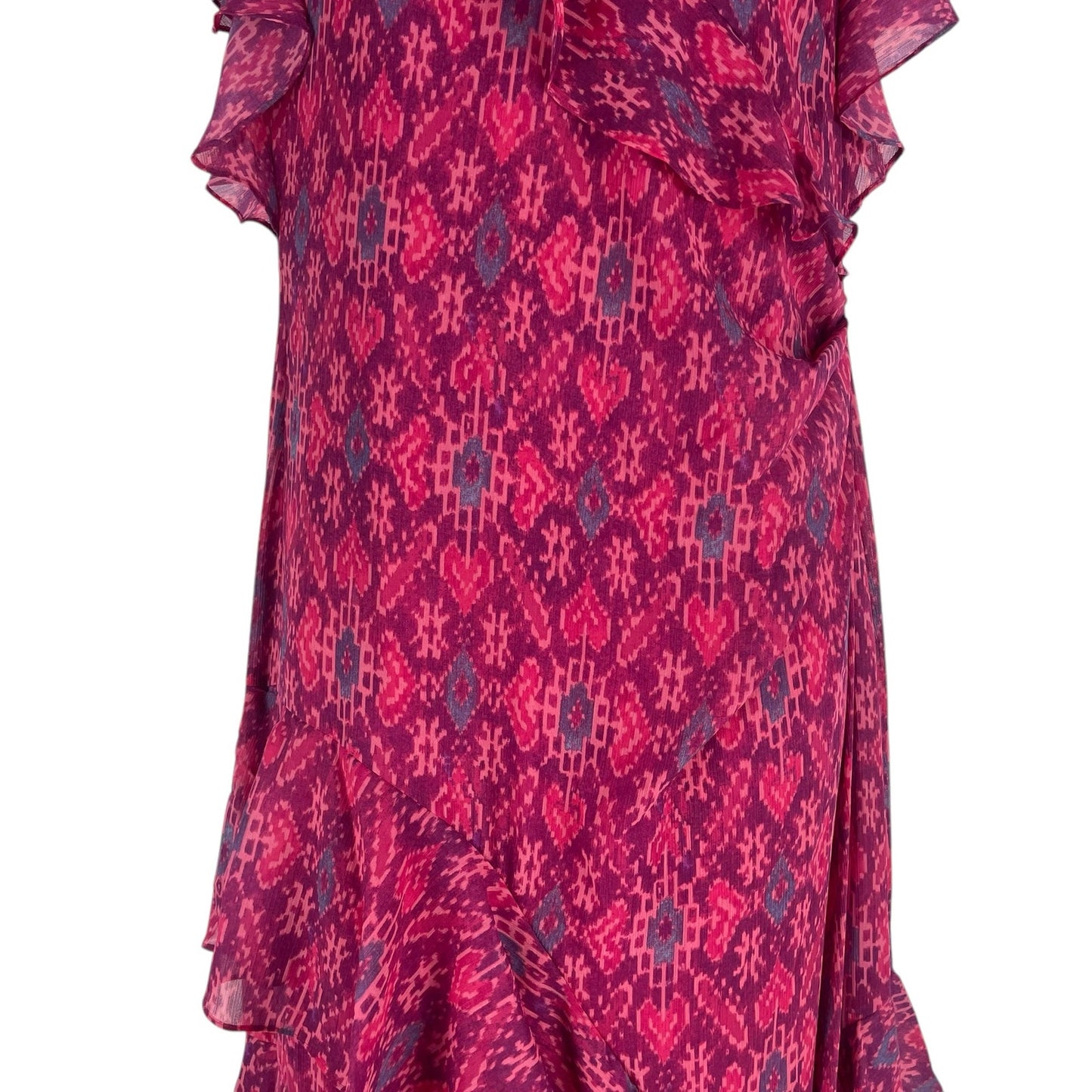 Lauren Ralph Lauren Geo Print Ruffle Trim Georgette Gown Pink Size 10