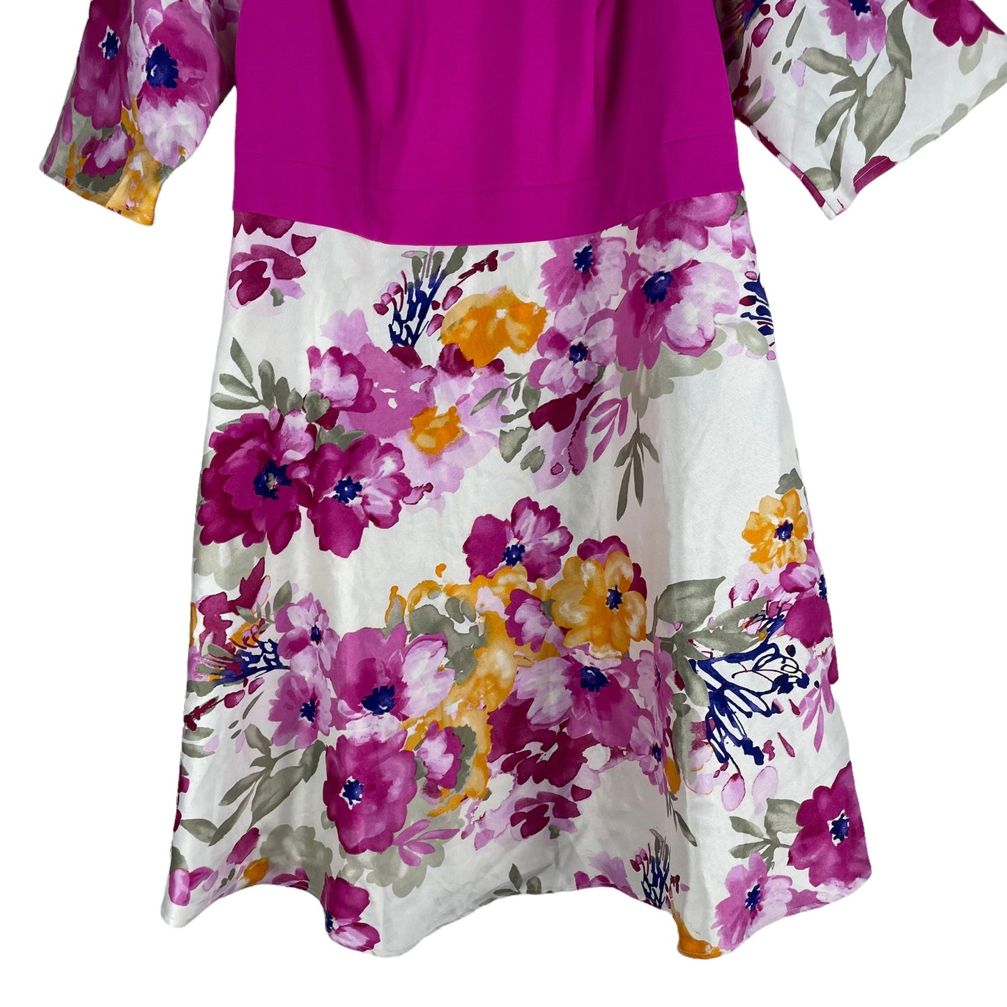 Eliza J Floral Printed Dress Knee Length Pockets Hot Pink Size 16W
