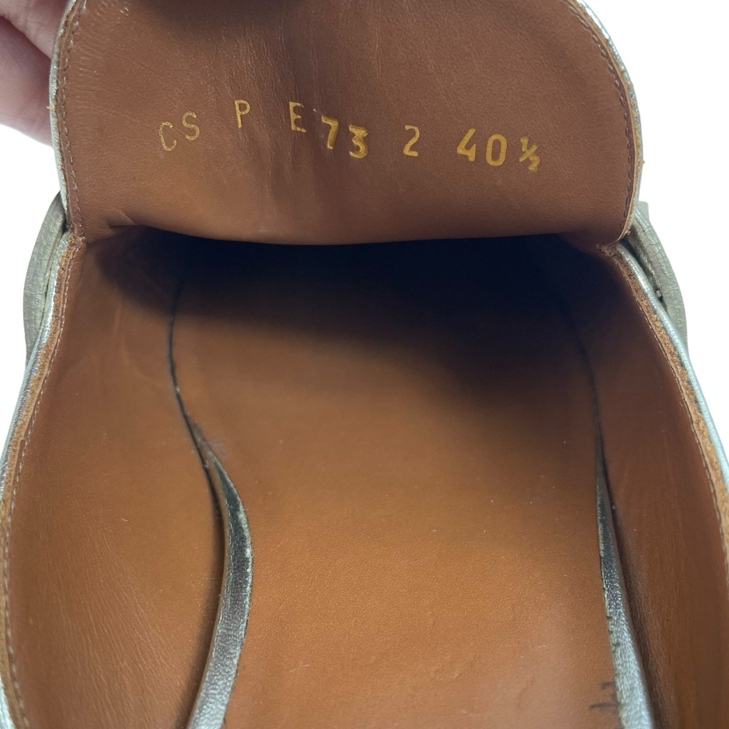 Valentino Garavani Rockstud Leather Mules Slide Agento Gold Size 40.5