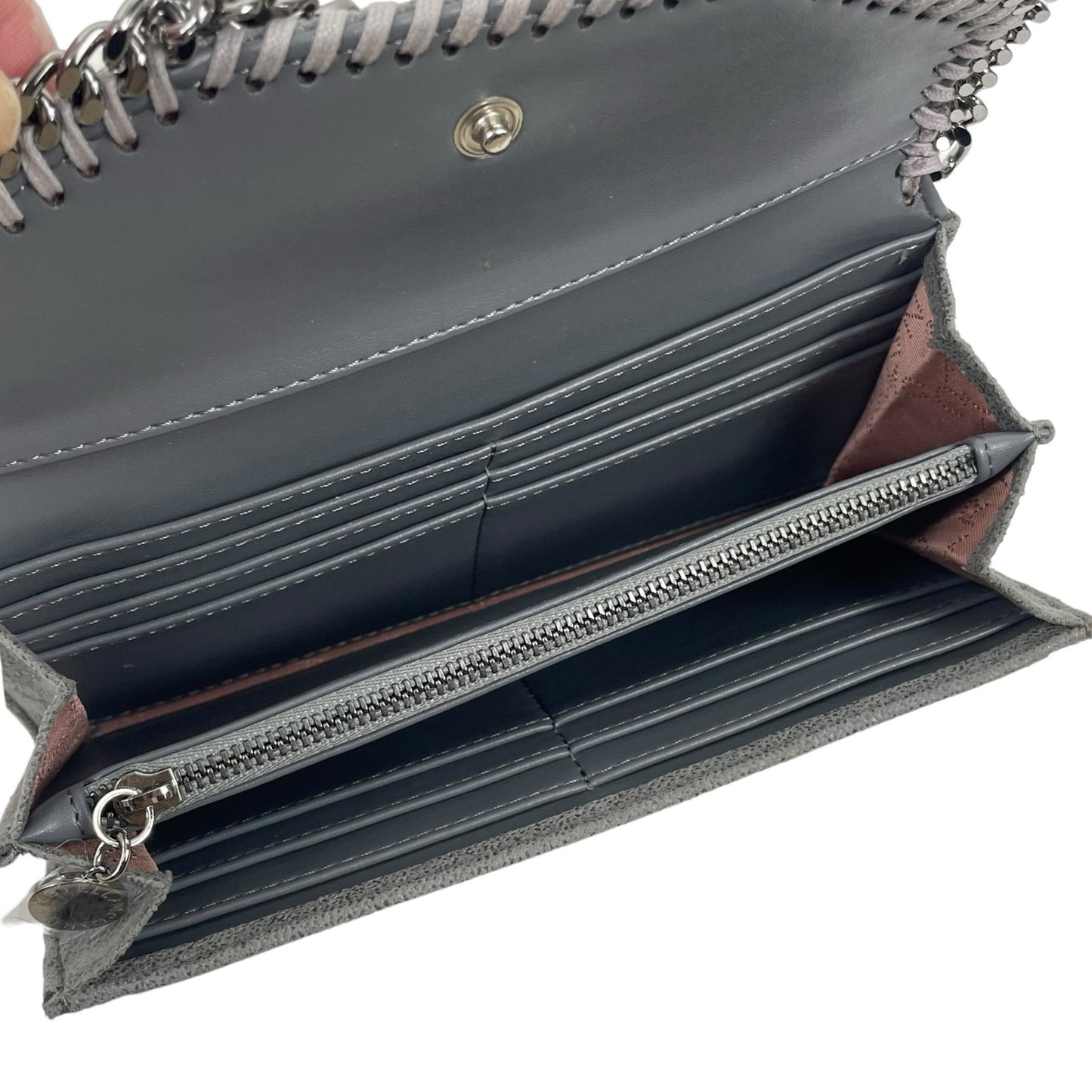Stella McCartney Falabella Shaggy Deer Flap Continental Wallet Gray